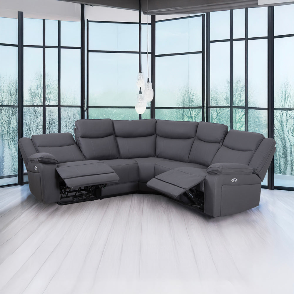 Milan Mocha Power Corner Sofa with Console