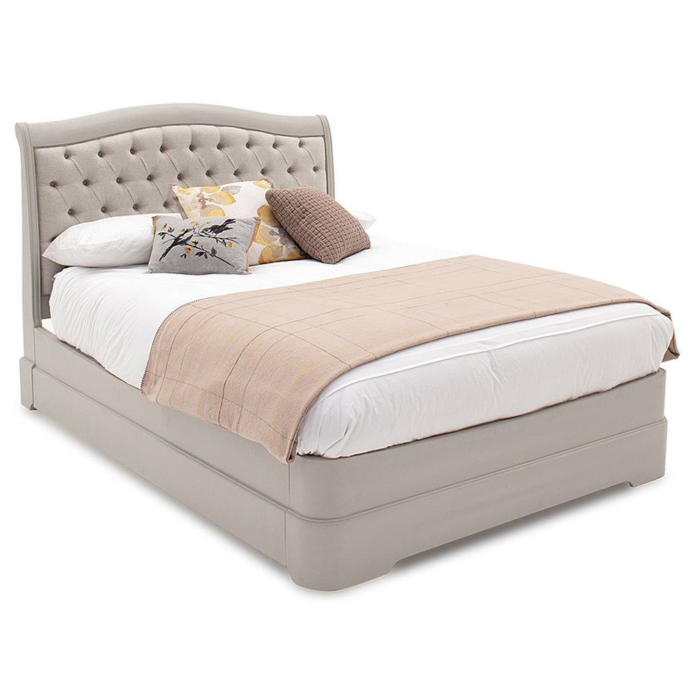 Harrington Taupe Painted Upholstered King Size Bed Frame