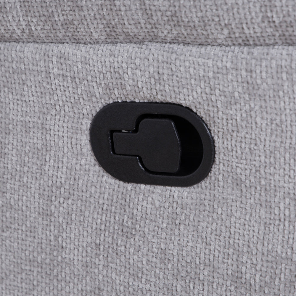 Rome Silver Manual Recliner 3 Seater Sofa with Console