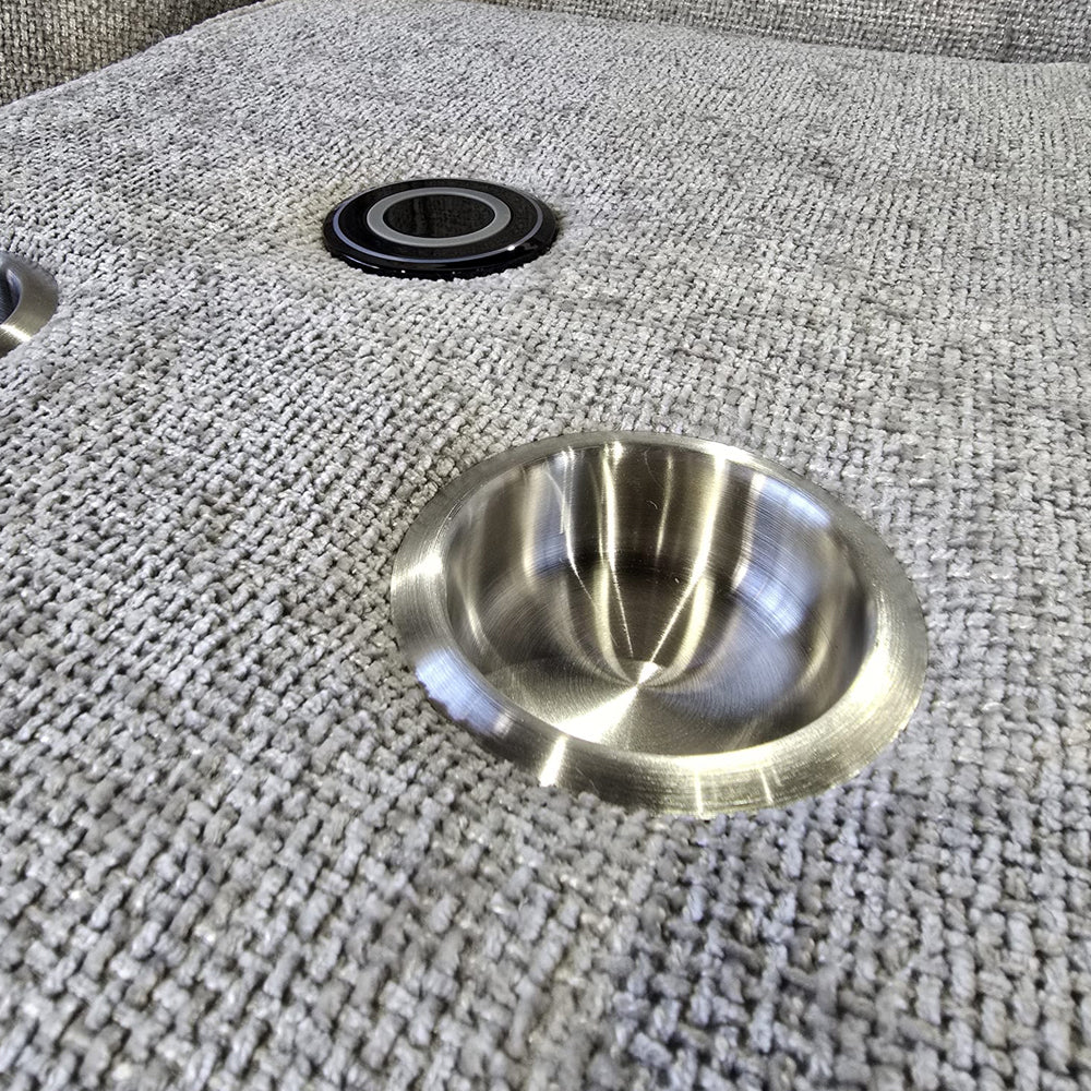 Rome Silver Manual Recliner 3 Seater Sofa with Console