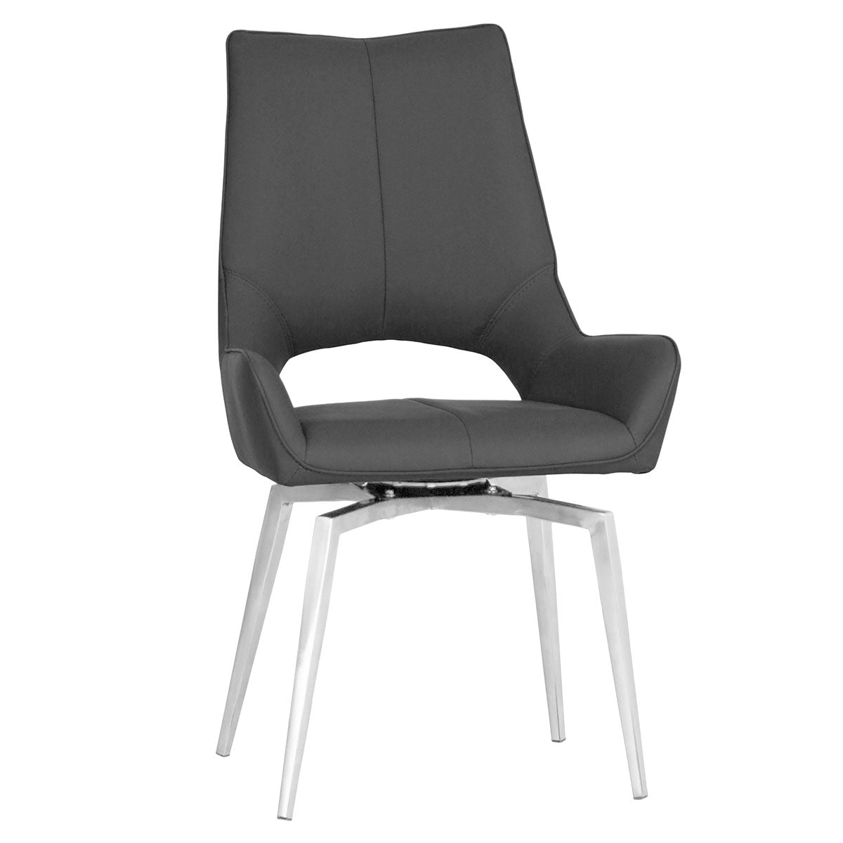 Milan Chrome Dark Grey Swivel Dining Chair
