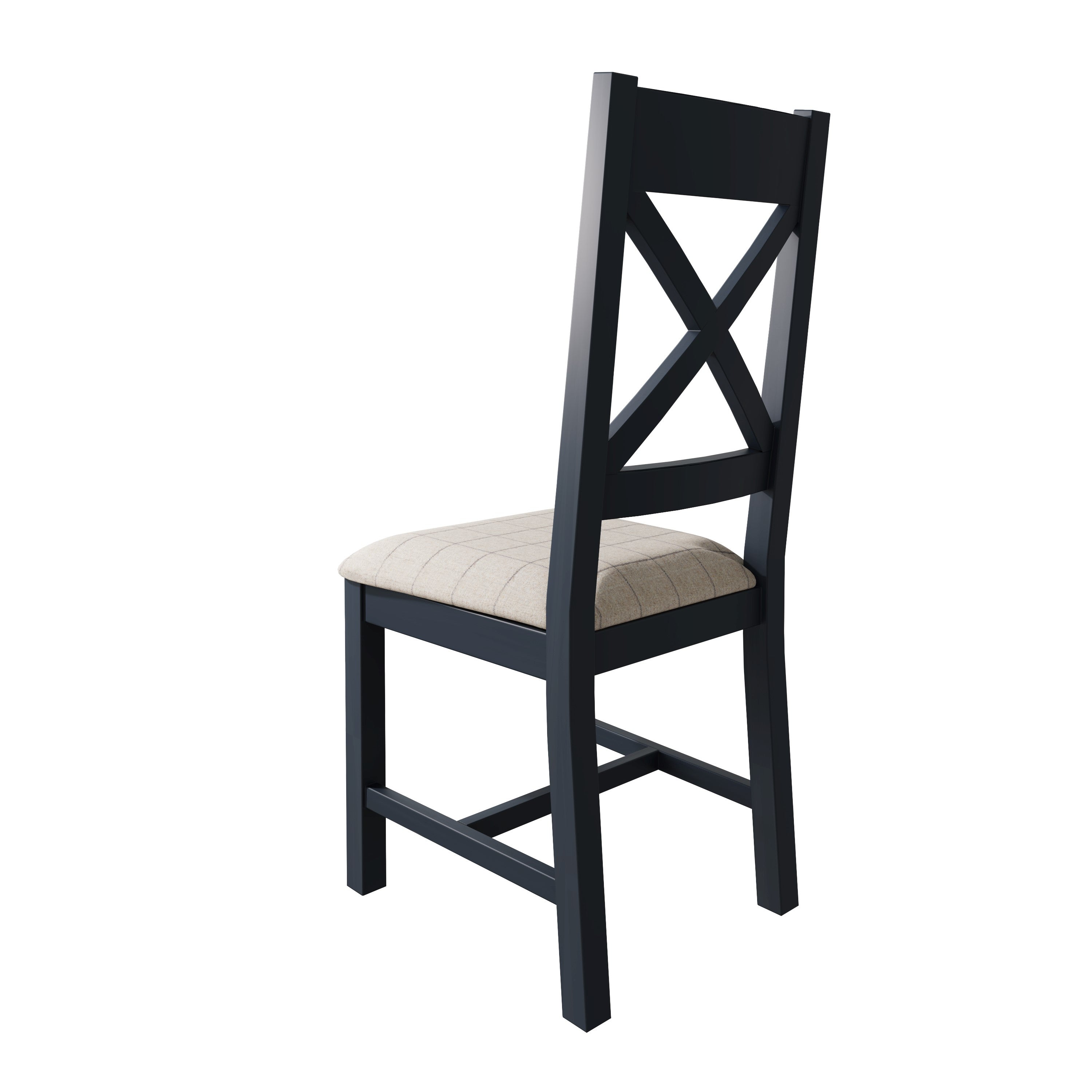 Wessex Smoked Oak Blue Painted Cross Back Dining Chair With Natural Check Seat