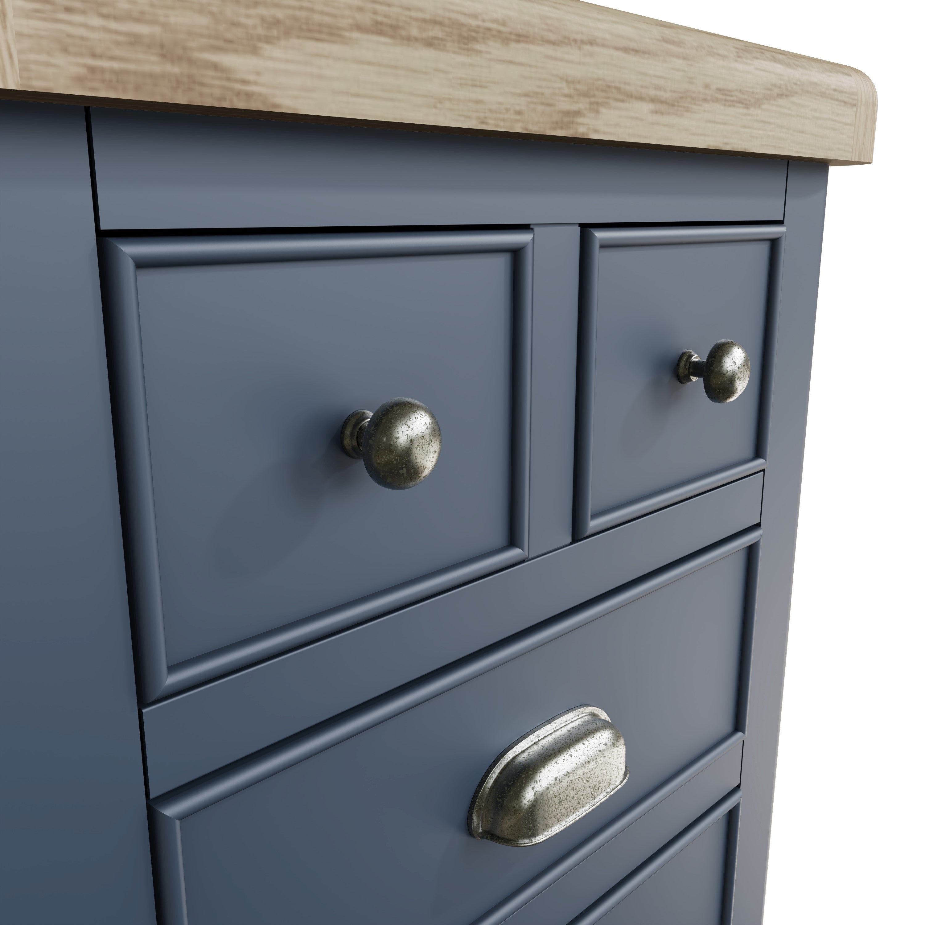 Wessex Smoked Oak Blue Painted Extra Large Bedside Table