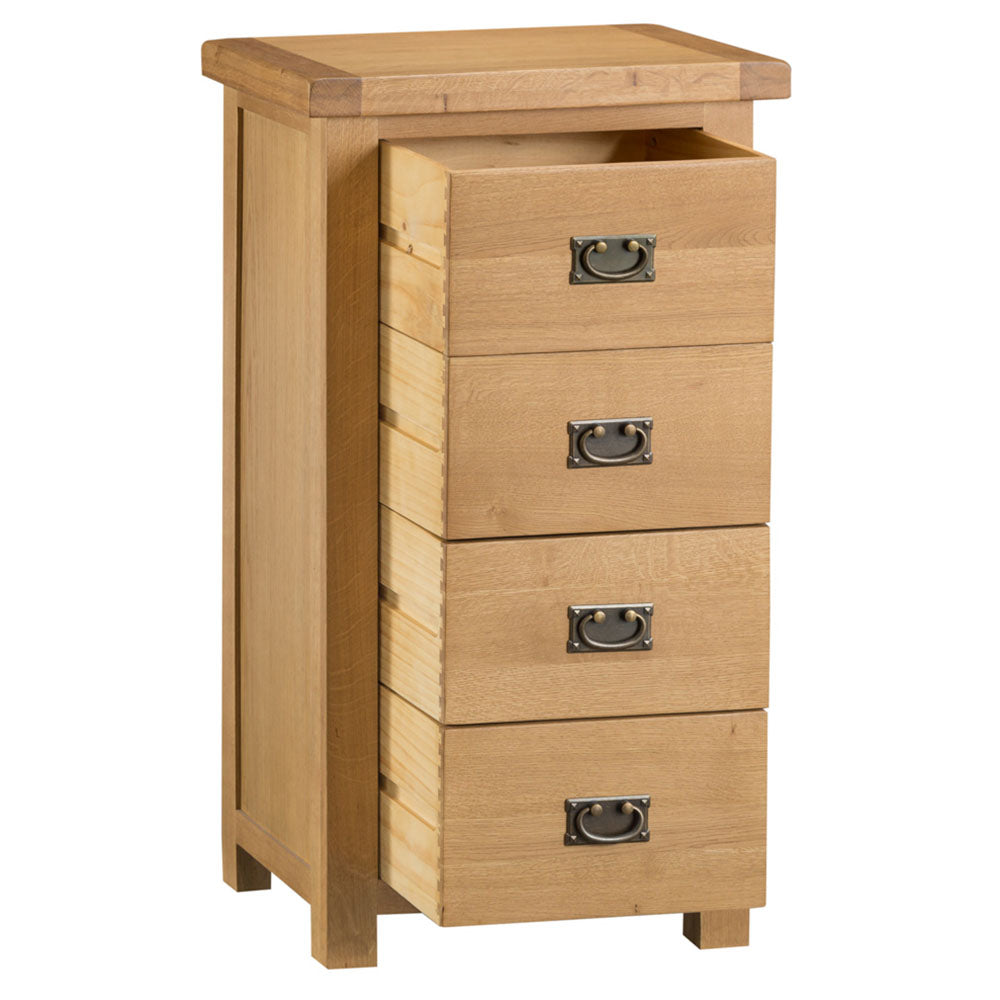 Winchester Oak 4 Drawer Narrow Chest