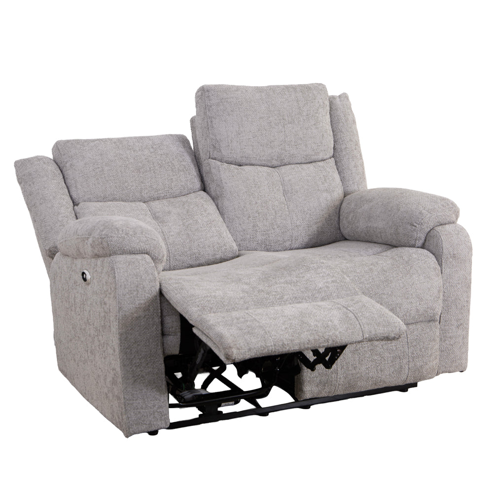 Rome Silver Power Recliner 2 Seater Sofa