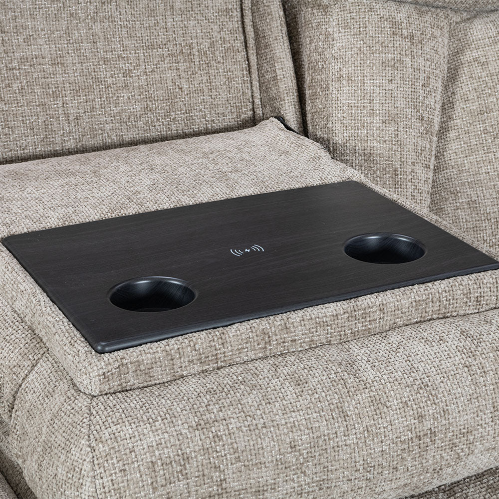 Venice Biscuit Power 3 Seater Sofa with Console