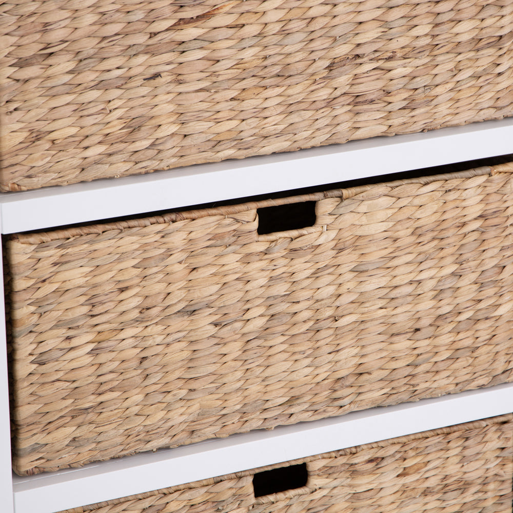 Dorset White Painted Oak Large Storage Chest with Wicker Baskets
