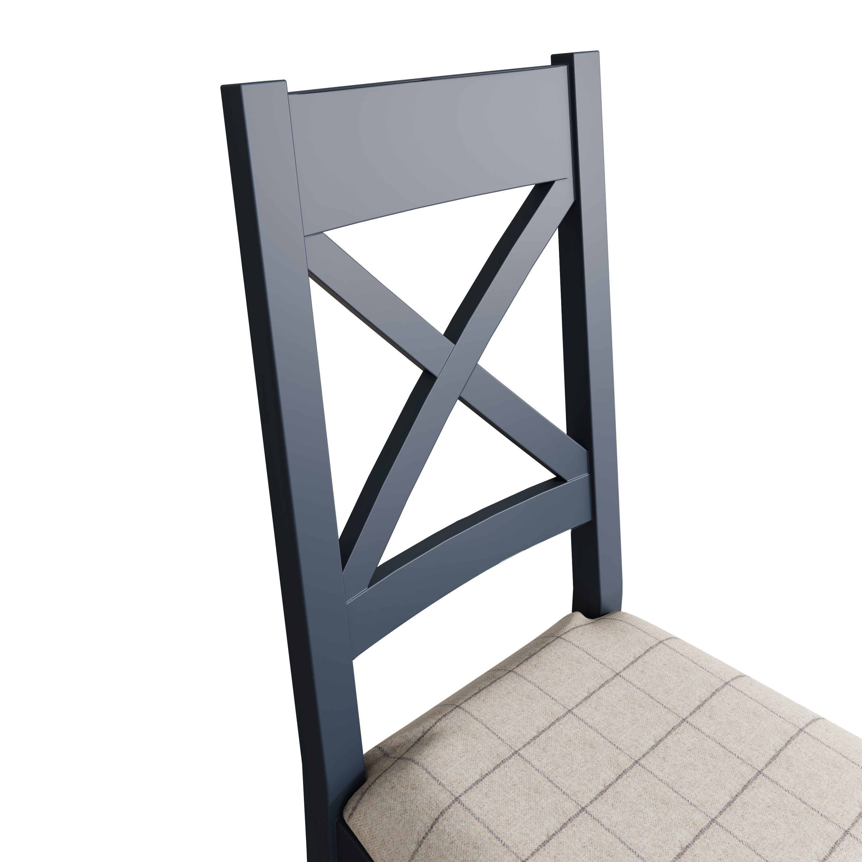 Wessex Smoked Oak Blue Painted Cross Back Dining Chair With Natural Check Seat