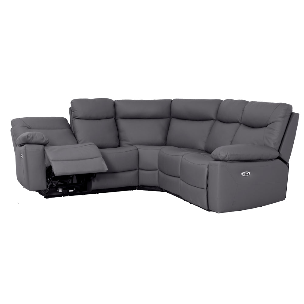 Florence Pewter Power Corner Sofa with Console
