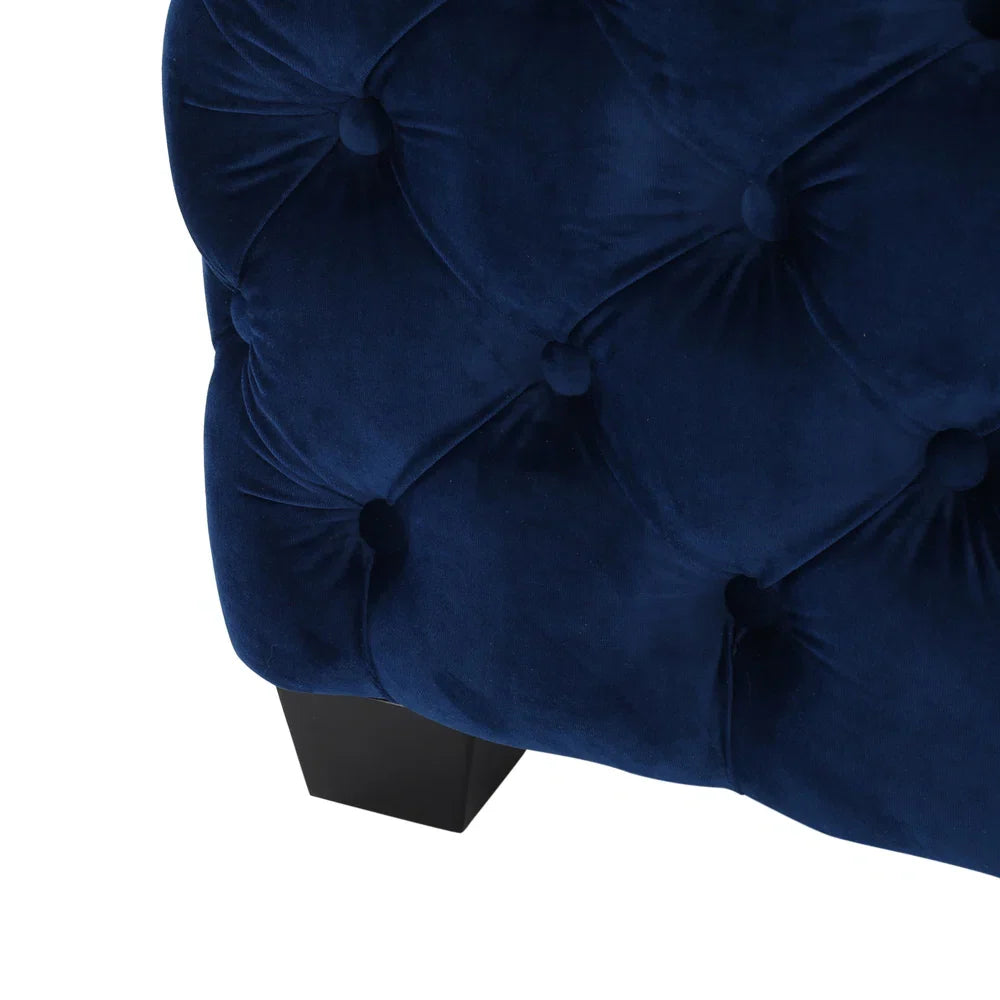 Navy Blue Square Tufted Ottoman
