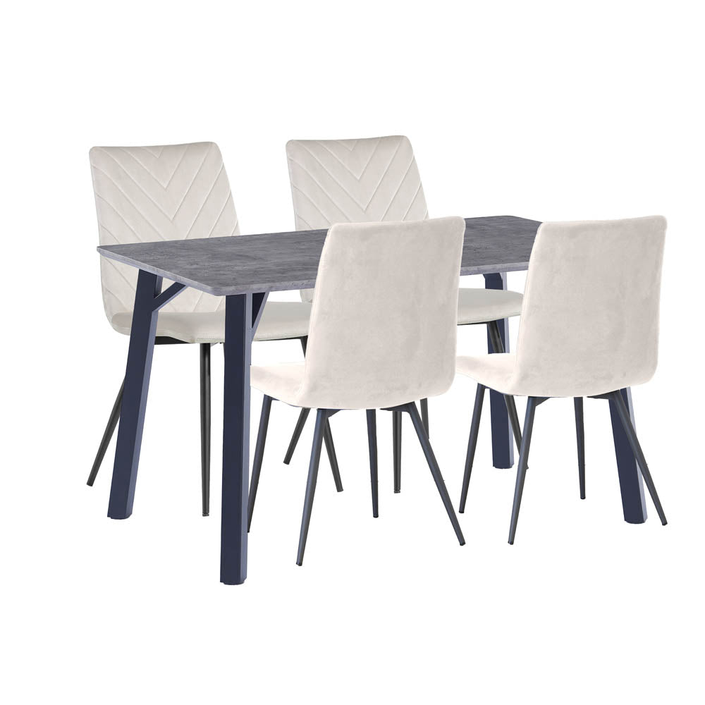 1.2m Concrete Table & 4 x CH66 Taupe Chairs