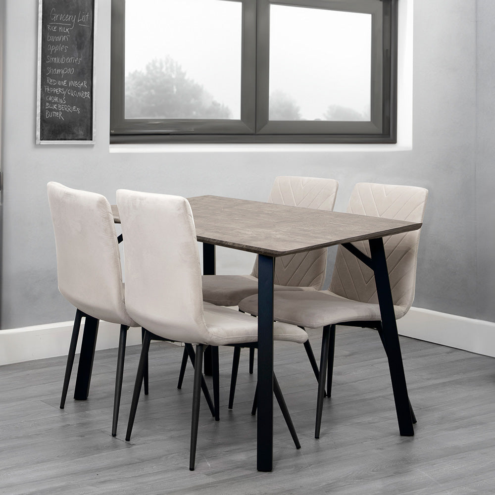 1.2m Concrete Table & 4 x CH66 Taupe Chairs