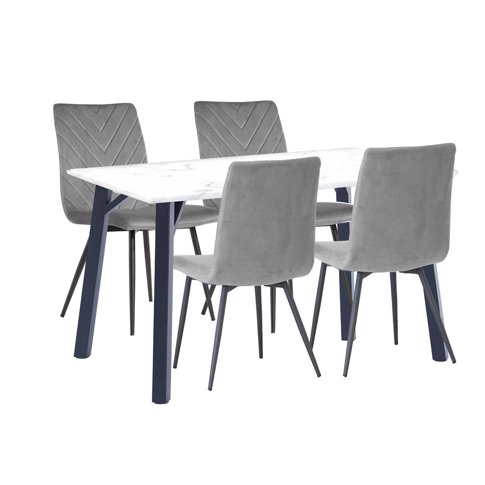 1.2m Marble Table & 4 x CH66 Grey Chairs