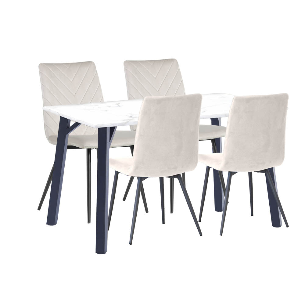 1.2m Marble Table & 4 x CH66 Taupe Chairs