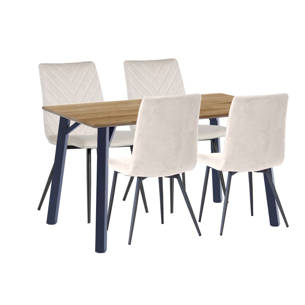 1.2m Oak Finish Table & 4 x CH66 Taupe Chairs