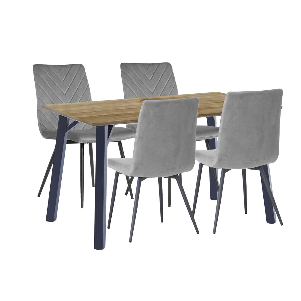 1.2m Oak Finish Table & 4 x CH66 Grey Chairs