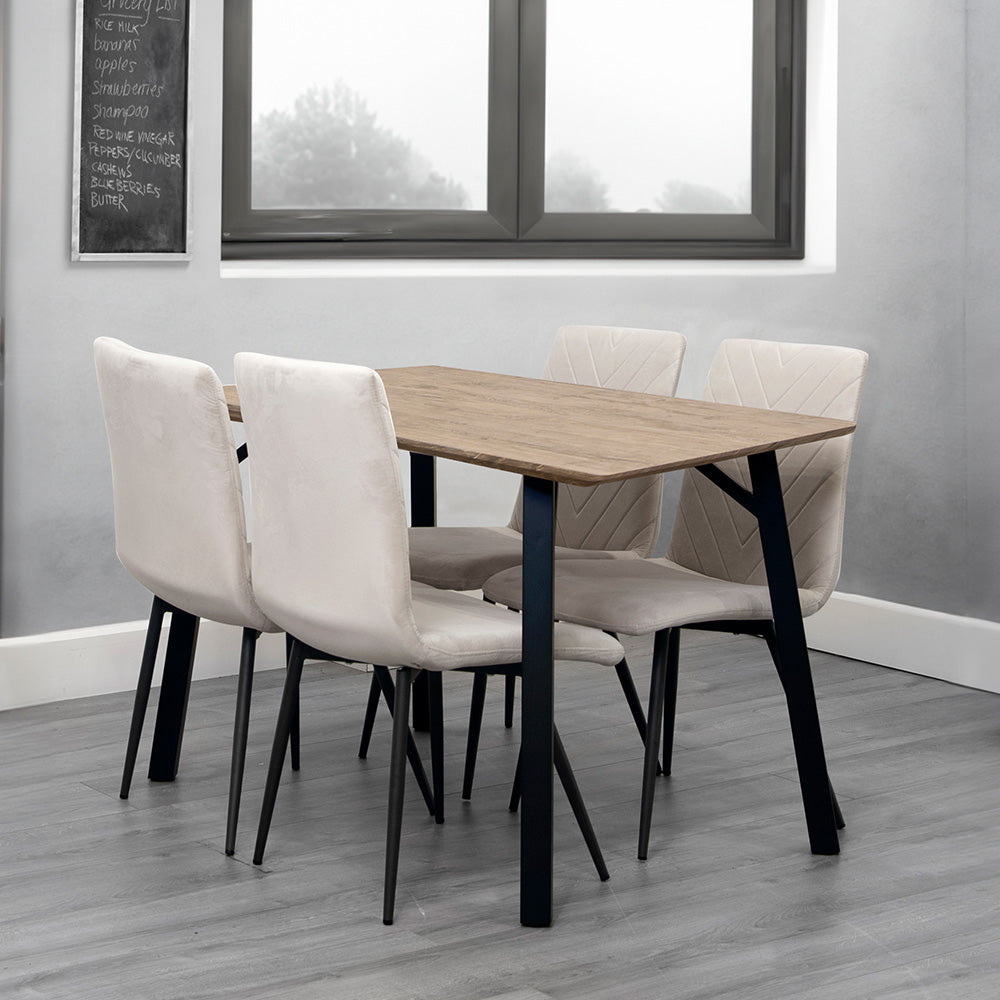 1.2m Oak Finish Table & 4 x CH66 Taupe Chairs