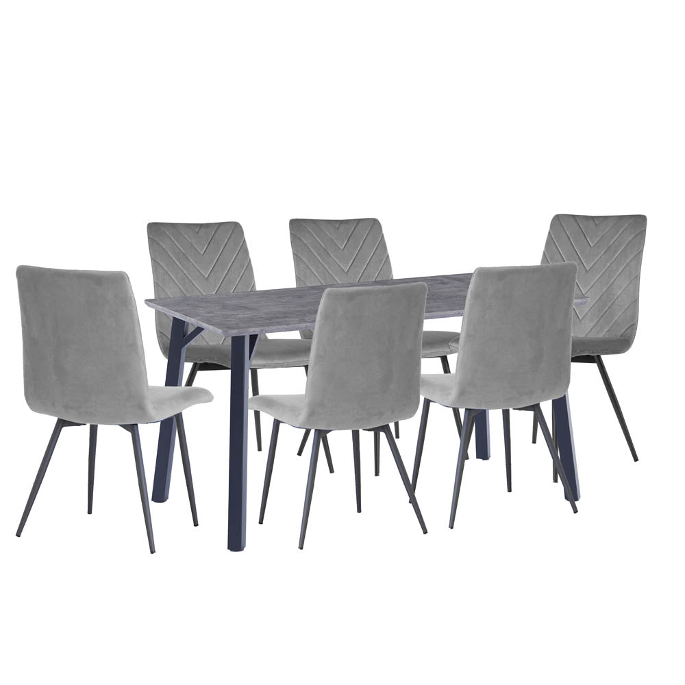 1.8m Concrete Table & 6 x CH66 Grey Chairs