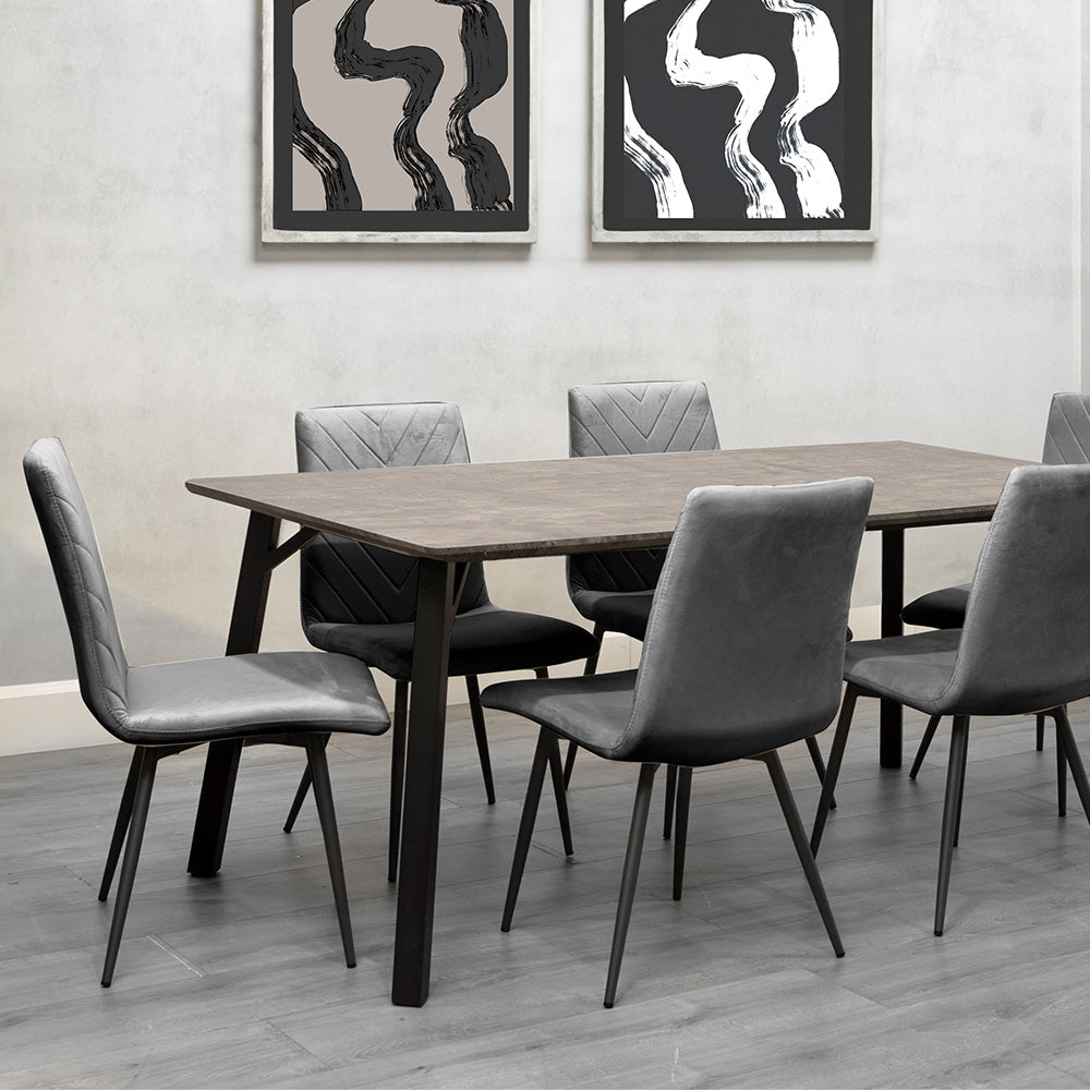 1.8m Concrete Table & 6 x CH66 Grey Chairs