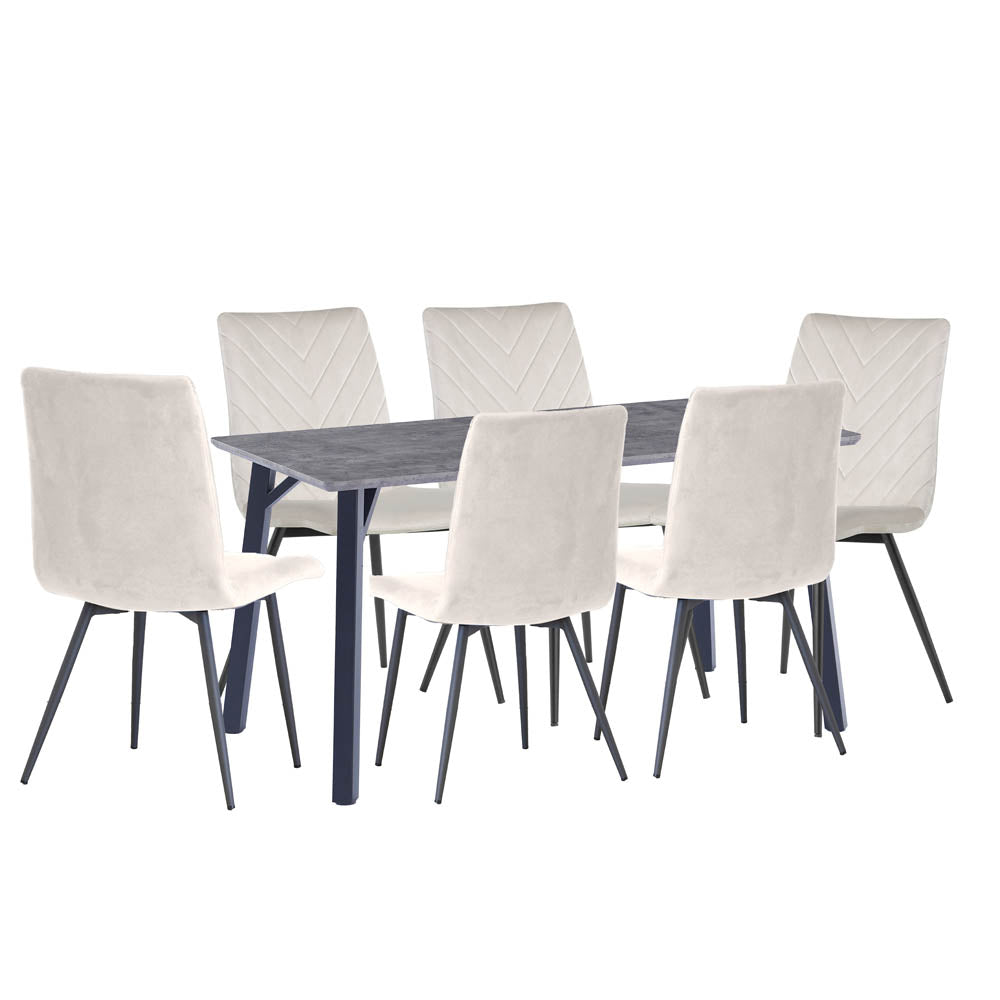 1.8m Concrete Table & 6 x CH66 Taupe Chairs