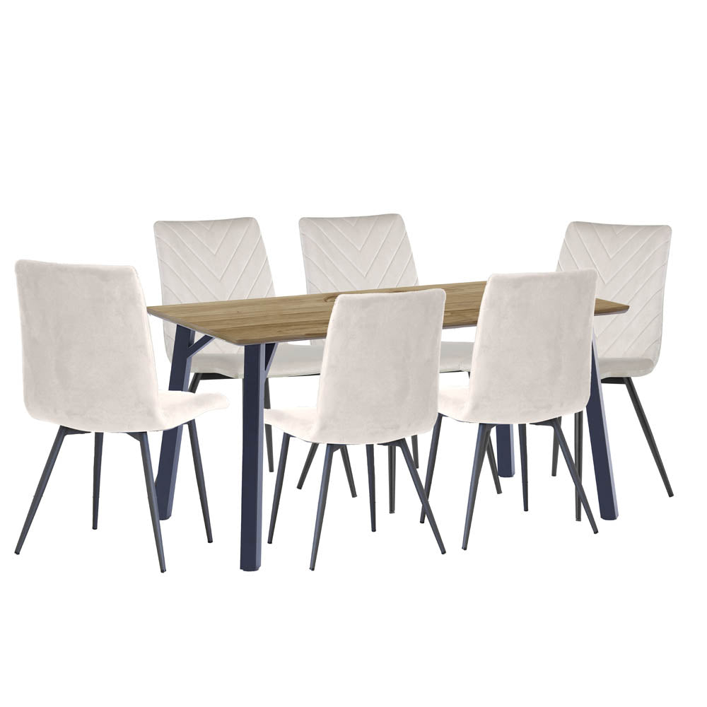 1.8m Oak Finish Table & 6 x CH66 Taupe Chairs