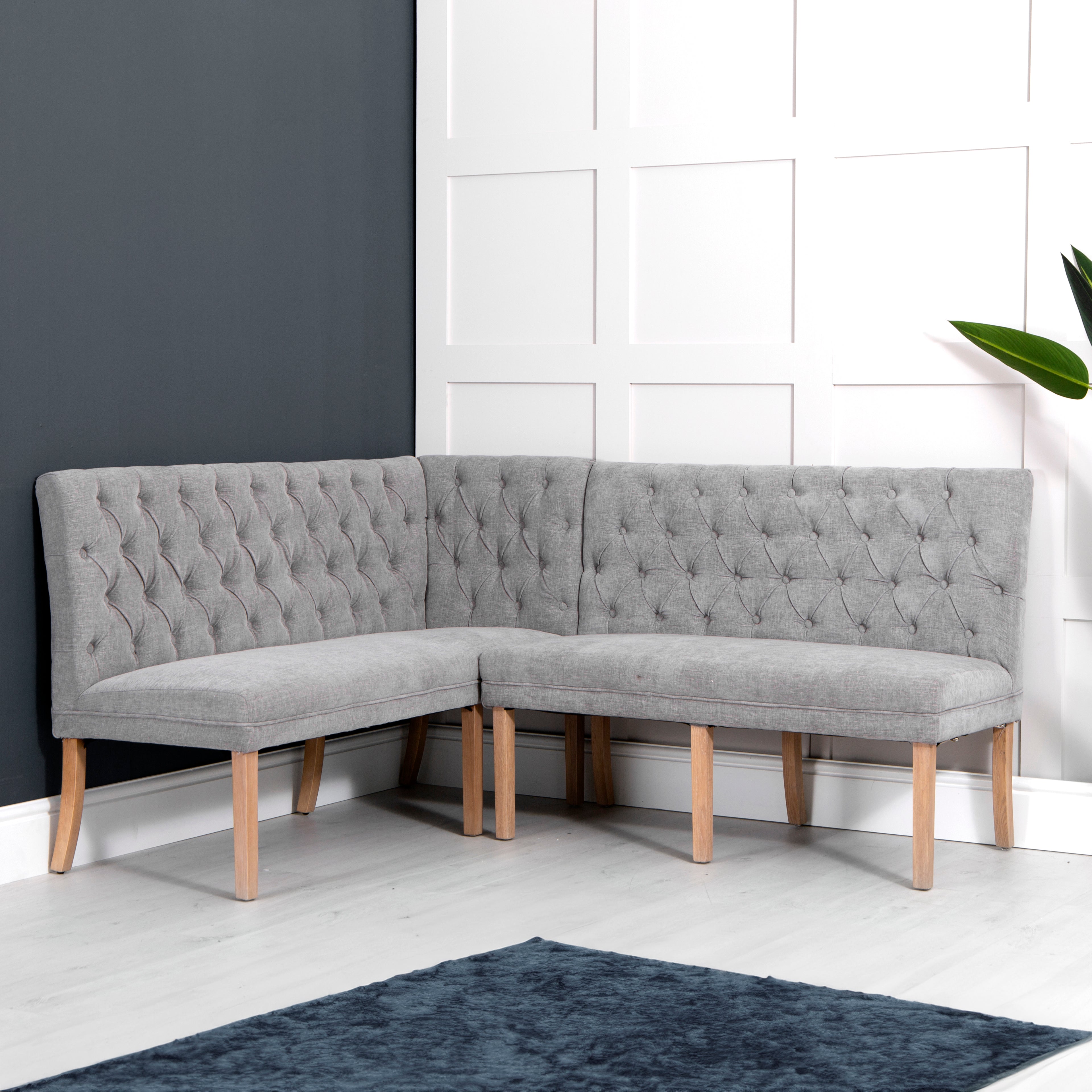 Carrington Grey 150cm Left Hand Button Back Dining Bench