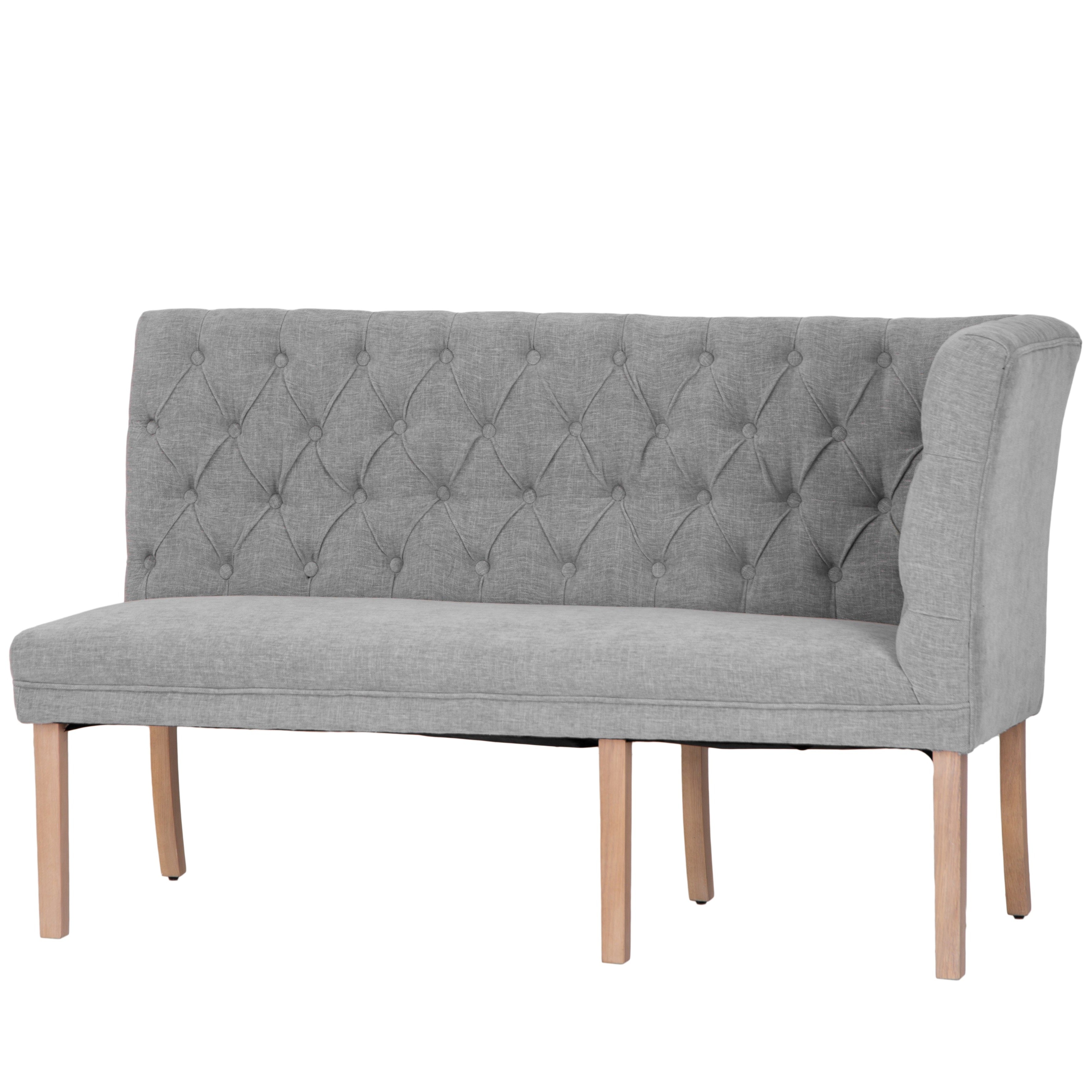 Carrington Grey 150cm Left Hand Button Back Dining Bench