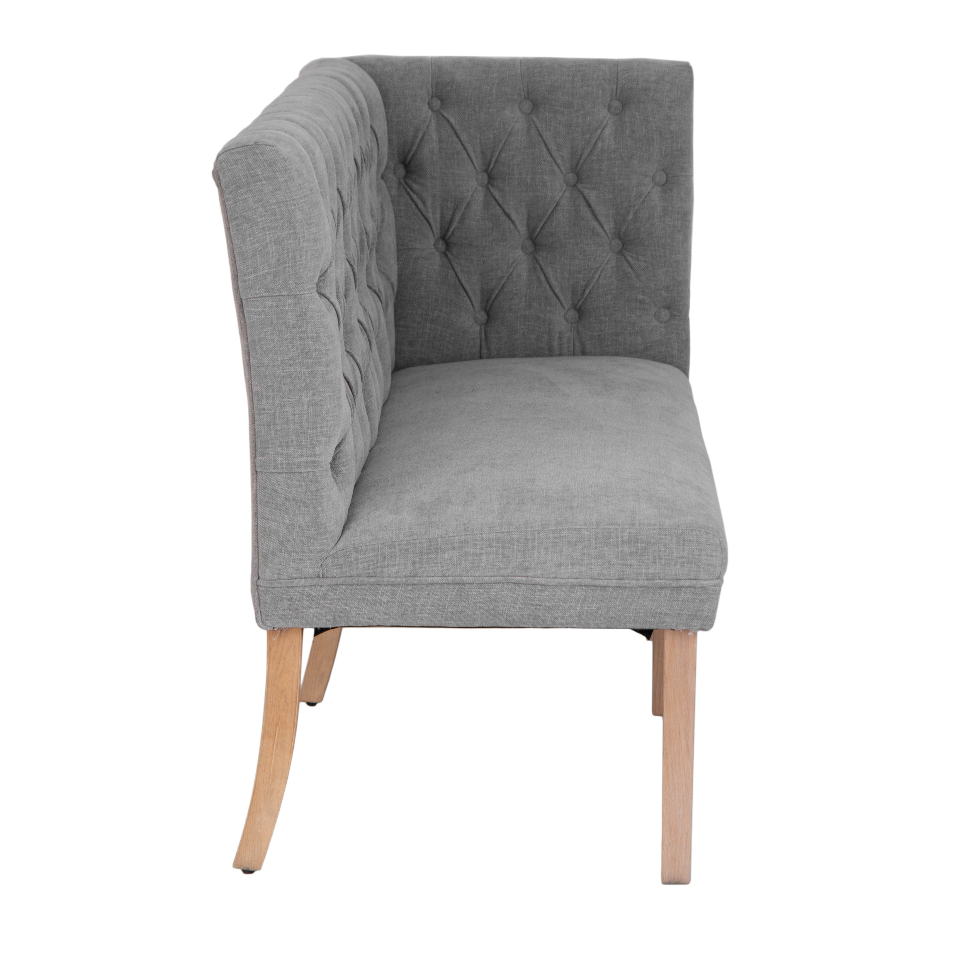 Carrington Grey 150cm Left Hand Button Back Dining Bench