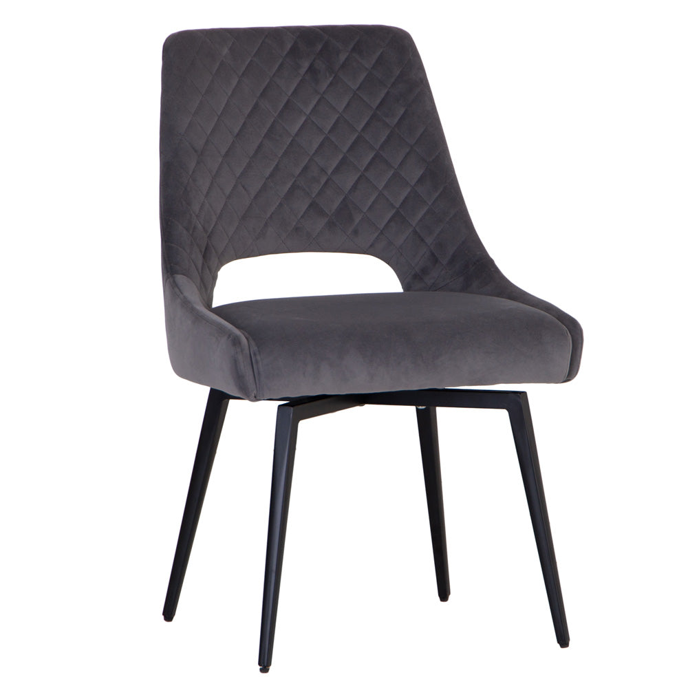 Chelford Graphite Velvet Diamond Stich Back Dining Chair