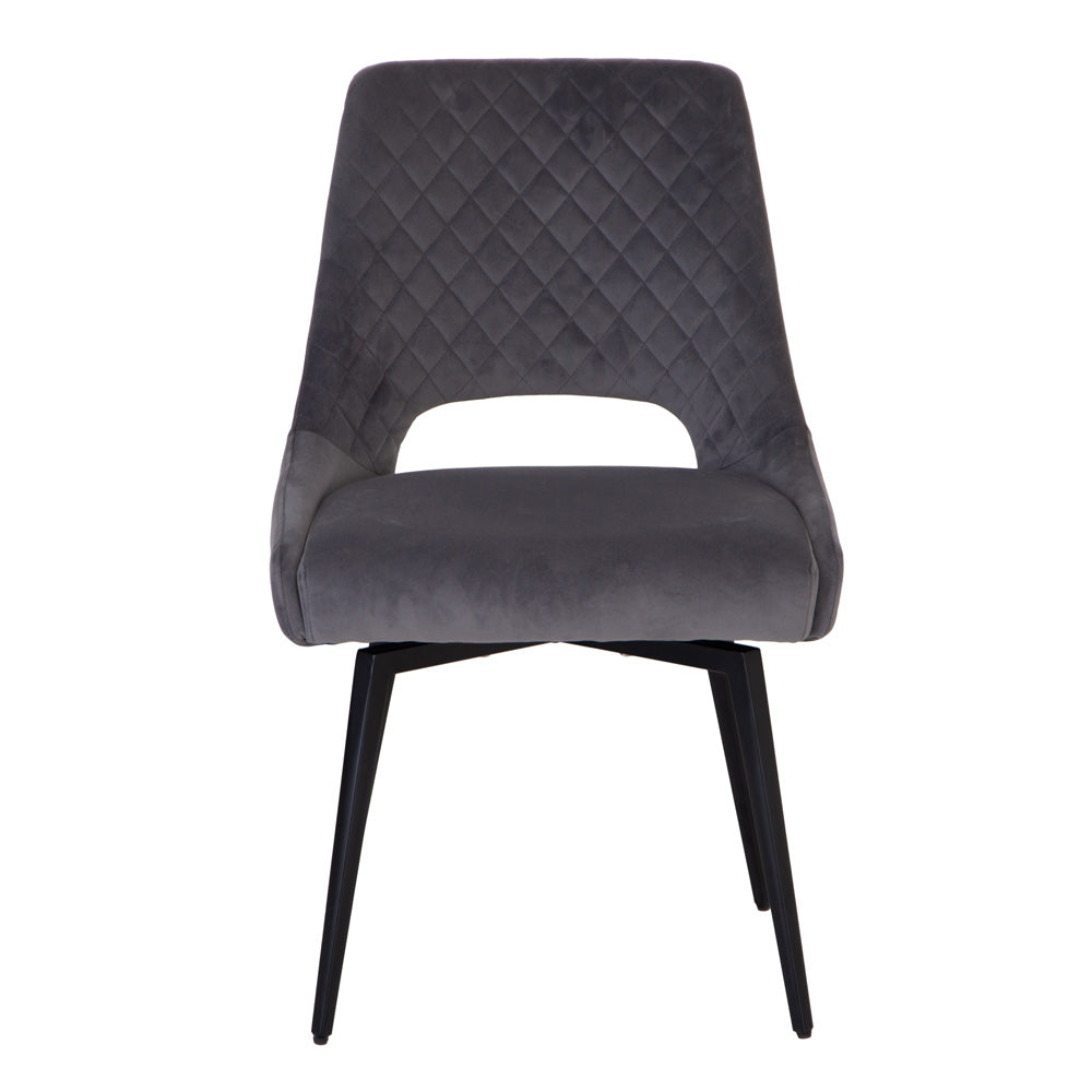 Chelford Graphite Velvet Diamond Stich Back Dining Chair