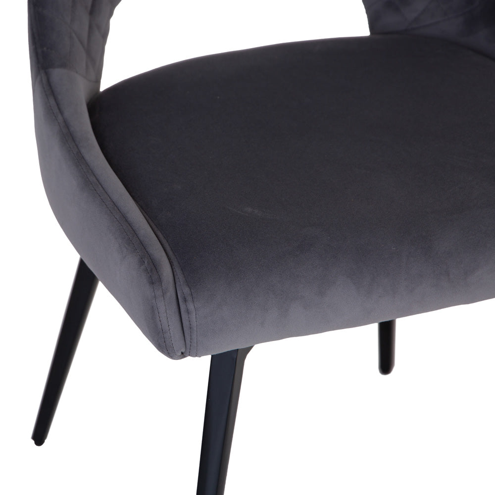 Chelford Graphite Velvet Diamond Stich Back Dining Chair