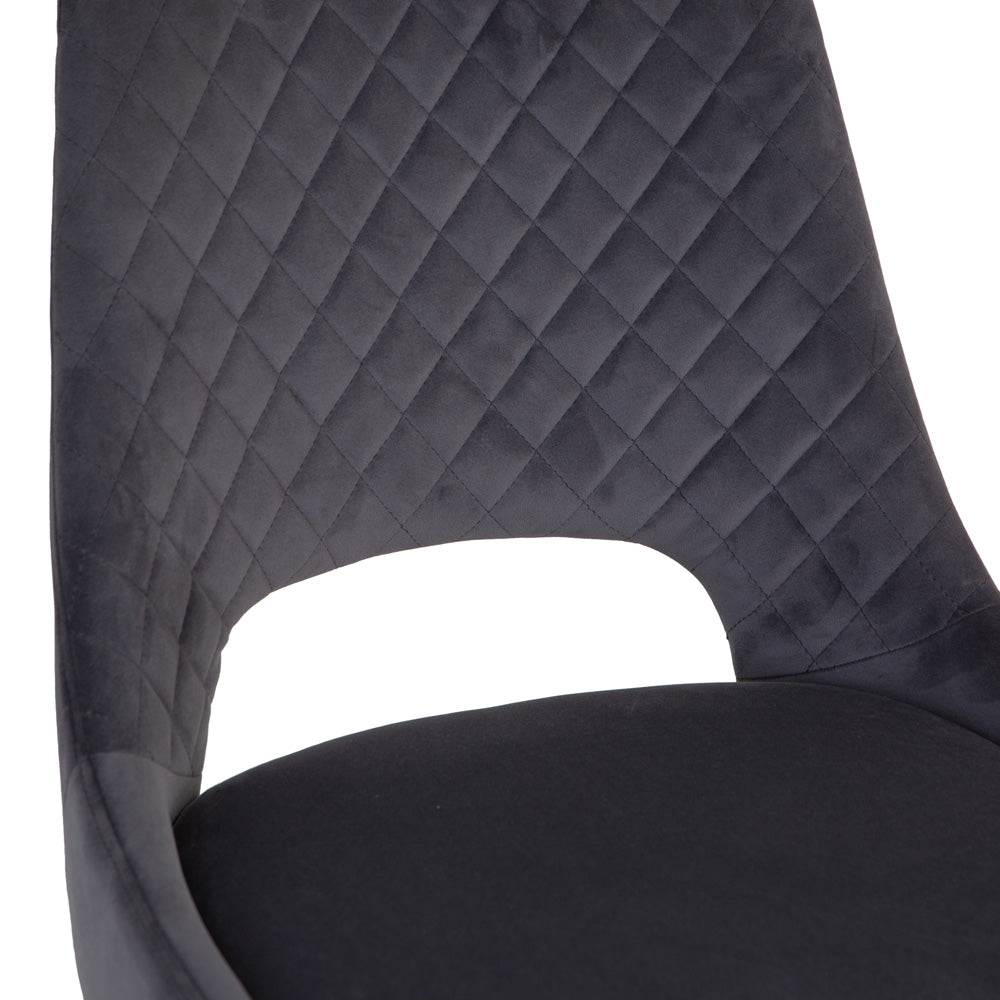 Chelford Graphite Velvet Diamond Stich Back Dining Chair