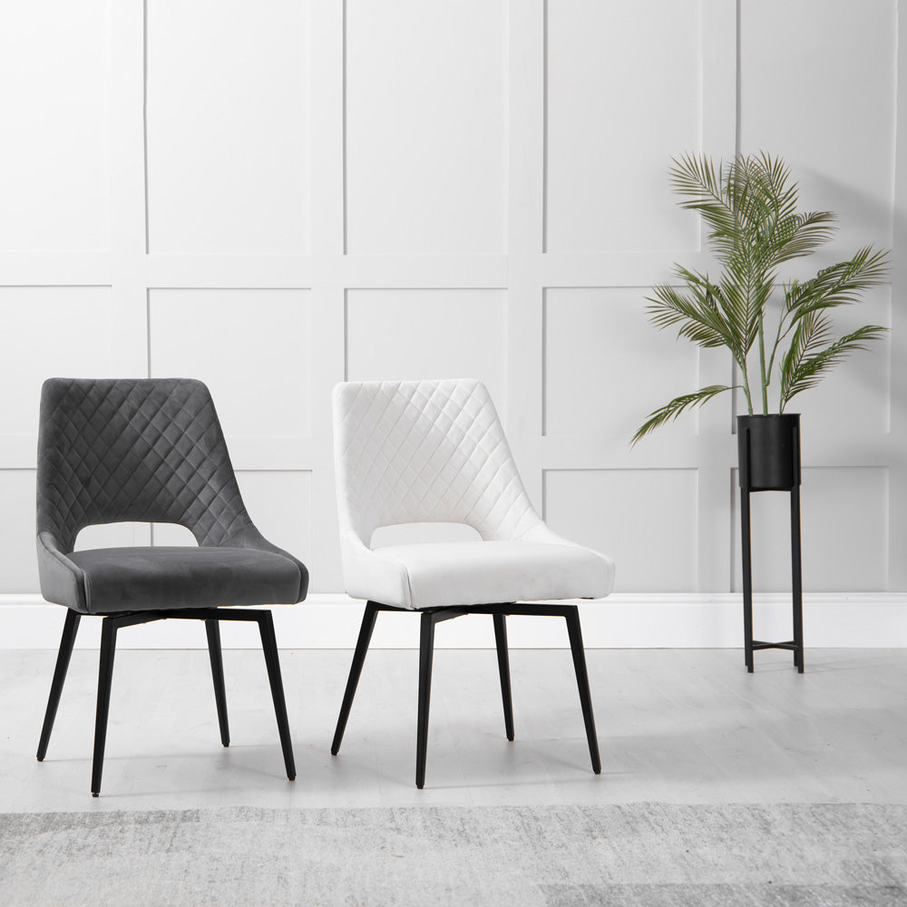 Chelford Graphite Velvet Diamond Stich Back Dining Chair