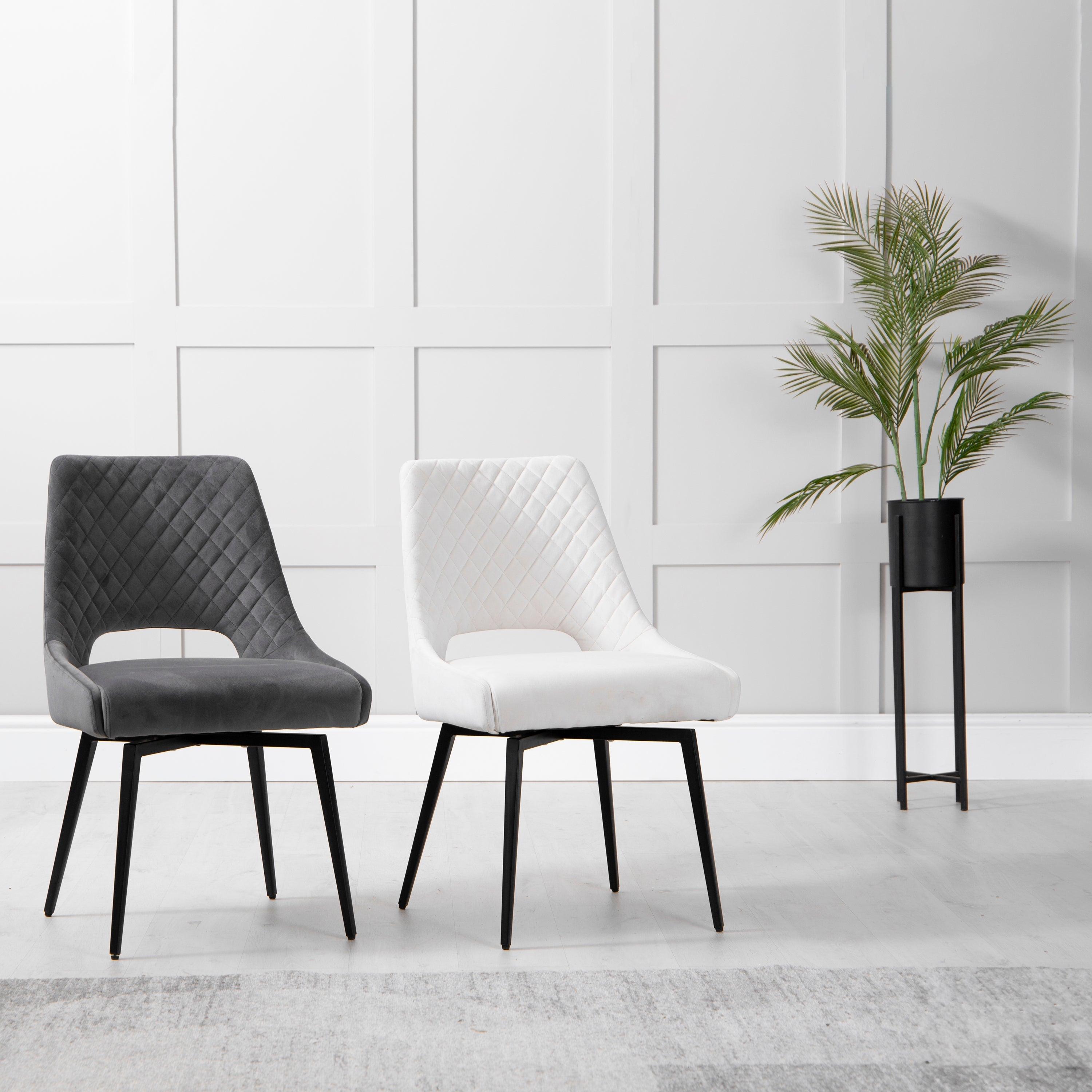 Chelford Limestone Velvet Diamond Stich Back Dining Chair