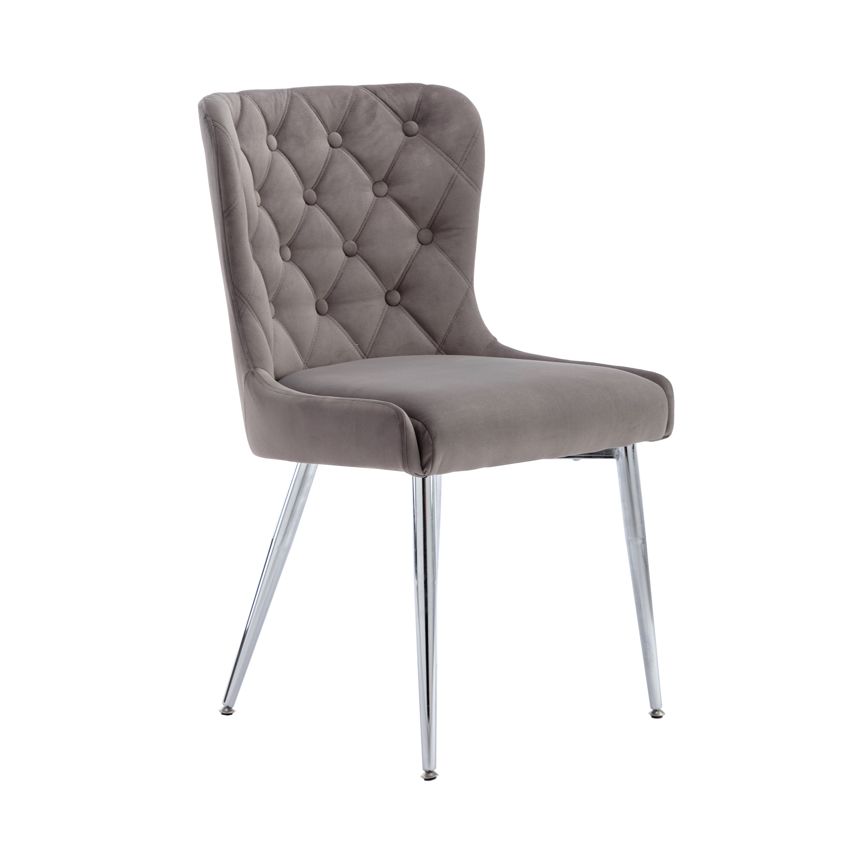 Caldecott Grey Velvet Curved Button Back Dining Chair