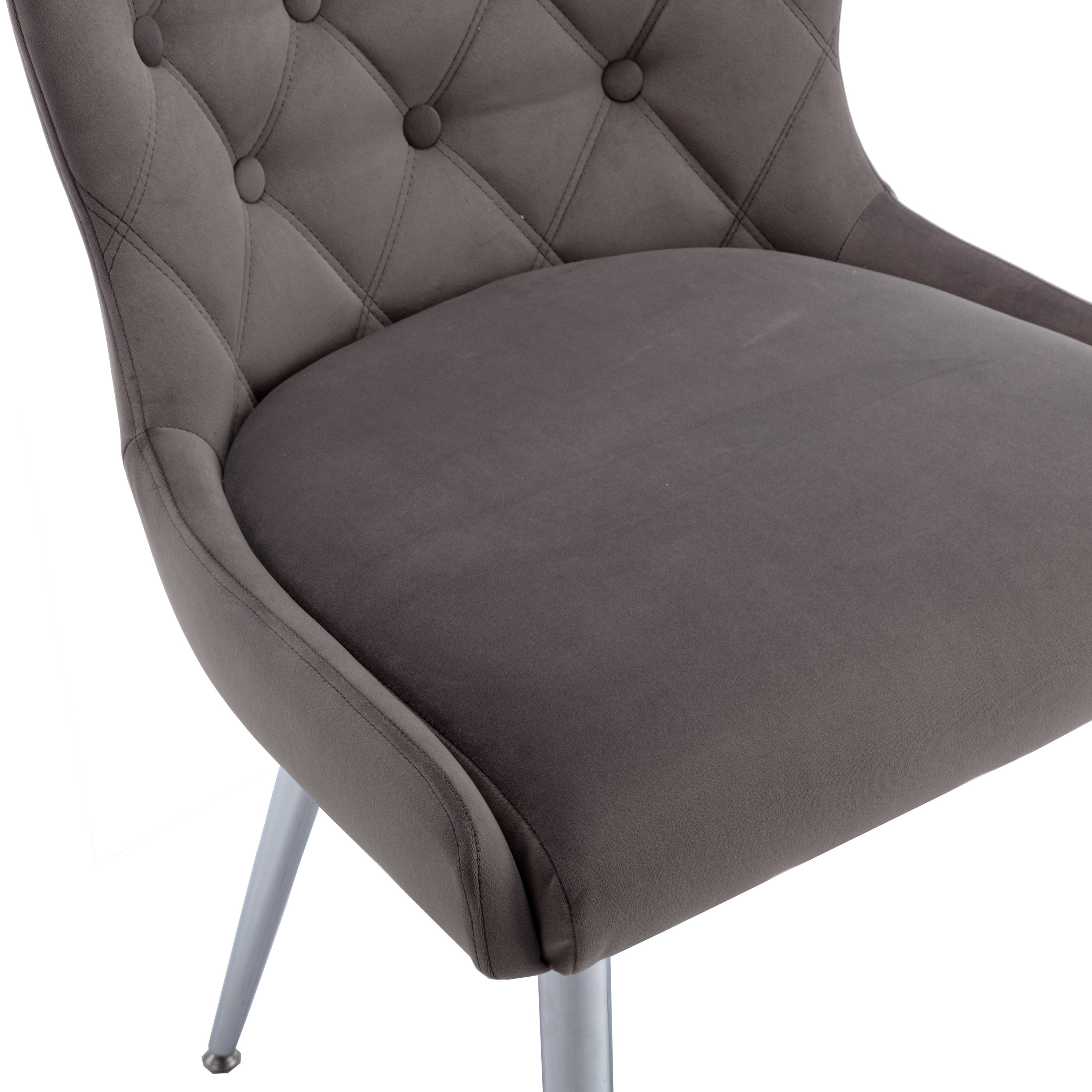 Caldecott Grey Velvet Curved Button Back Dining Chair