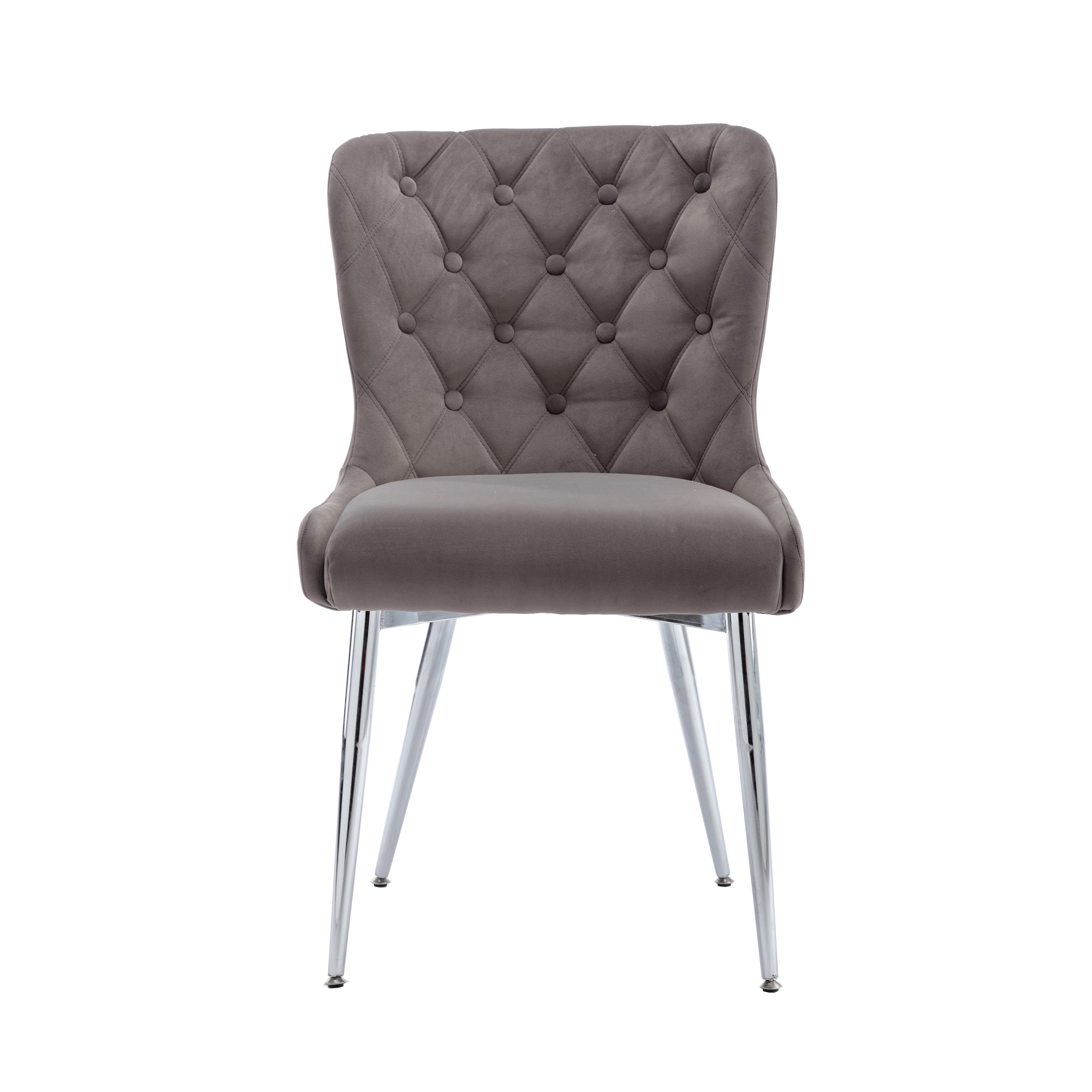 Caldecott Grey Velvet Curved Button Back Dining Chair