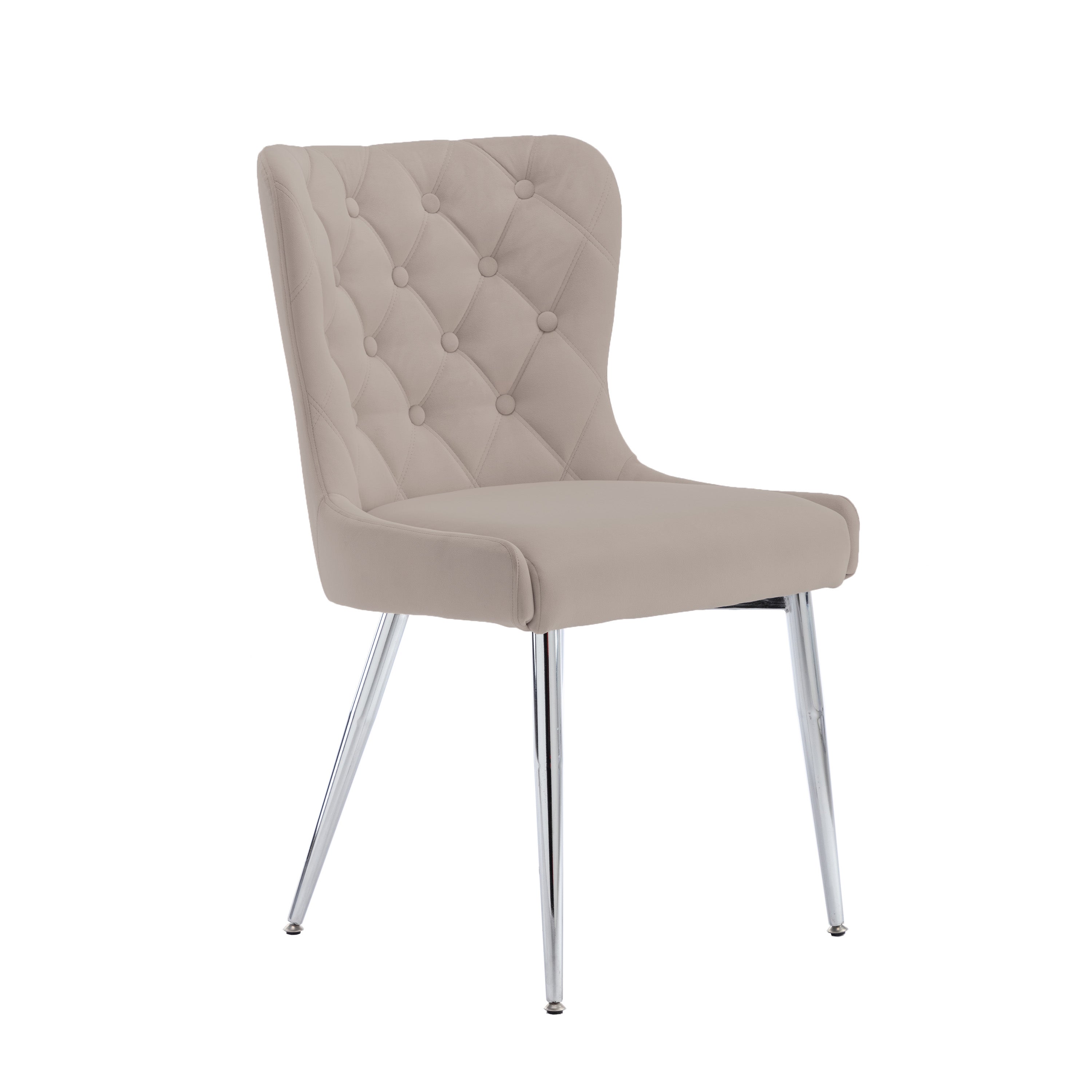 Caldecott Taupe Velvet Curved Button Back Dining Chair
