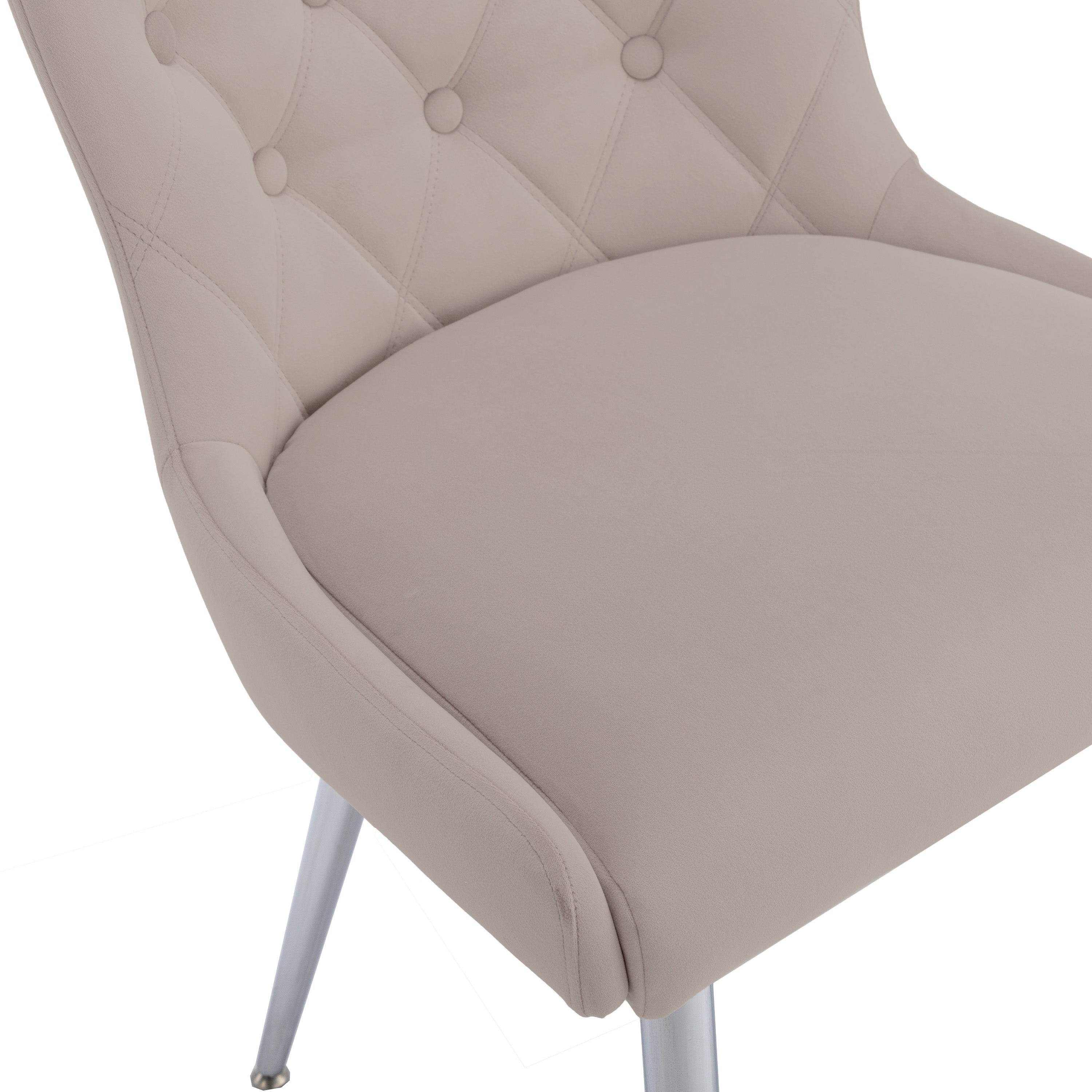 Caldecott Taupe Velvet Curved Button Back Dining Chair