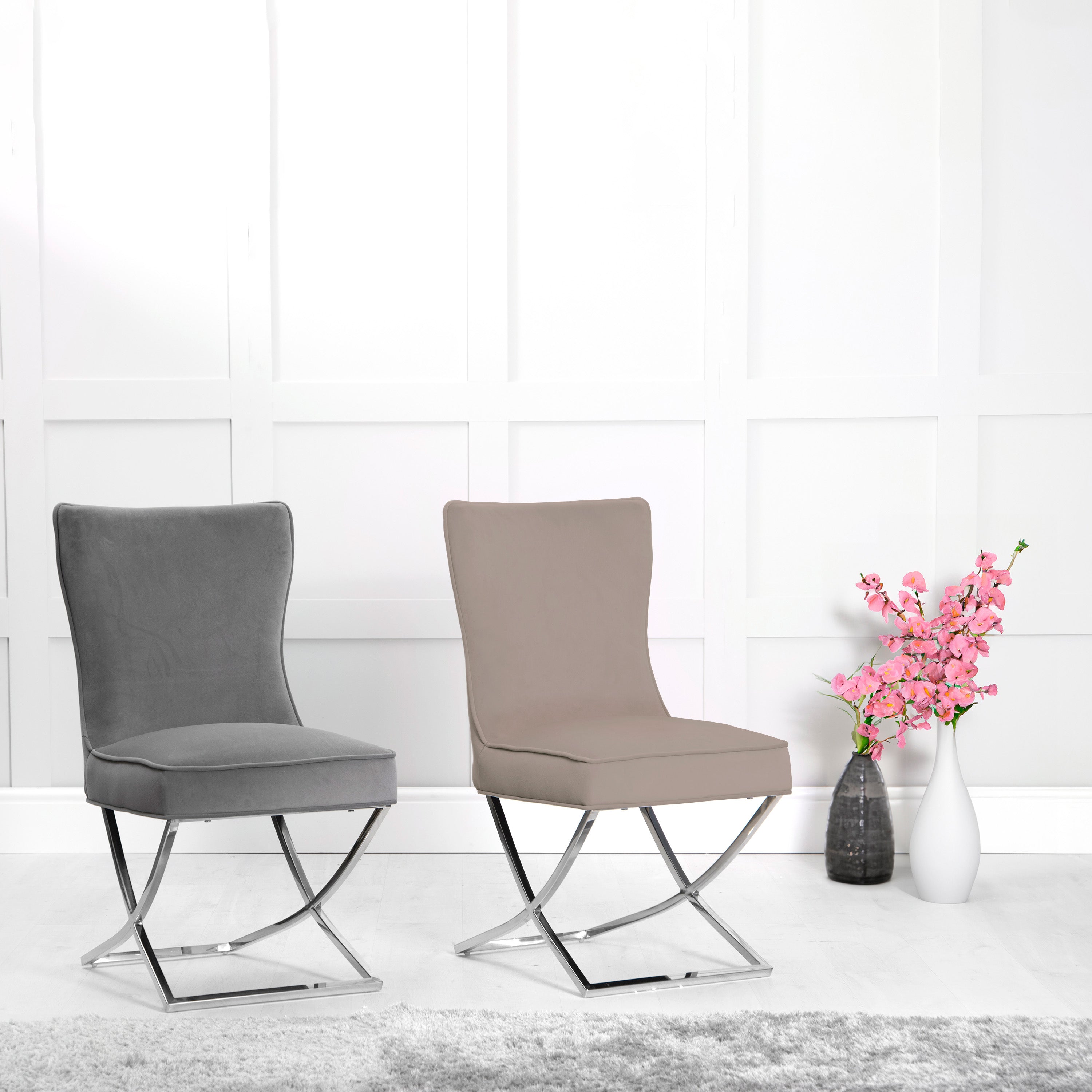 Challaston Grey Velvet Dining Chair