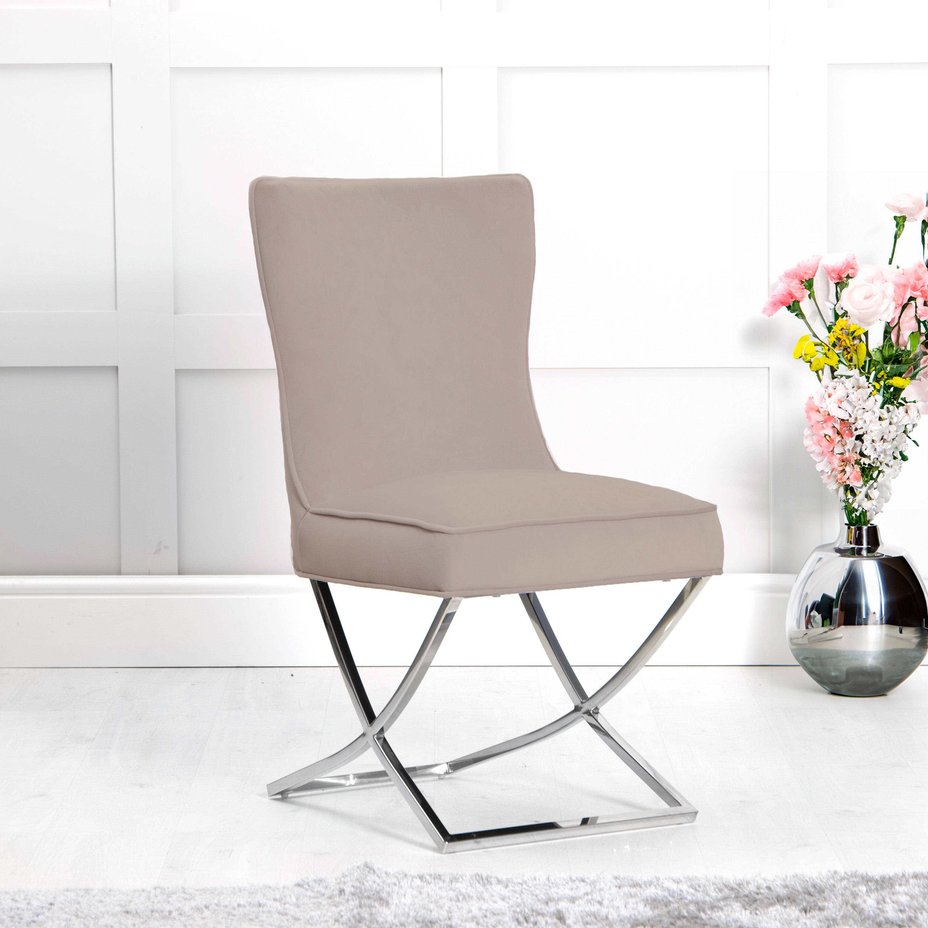 Challaston Taupe Velvet Dining Chair