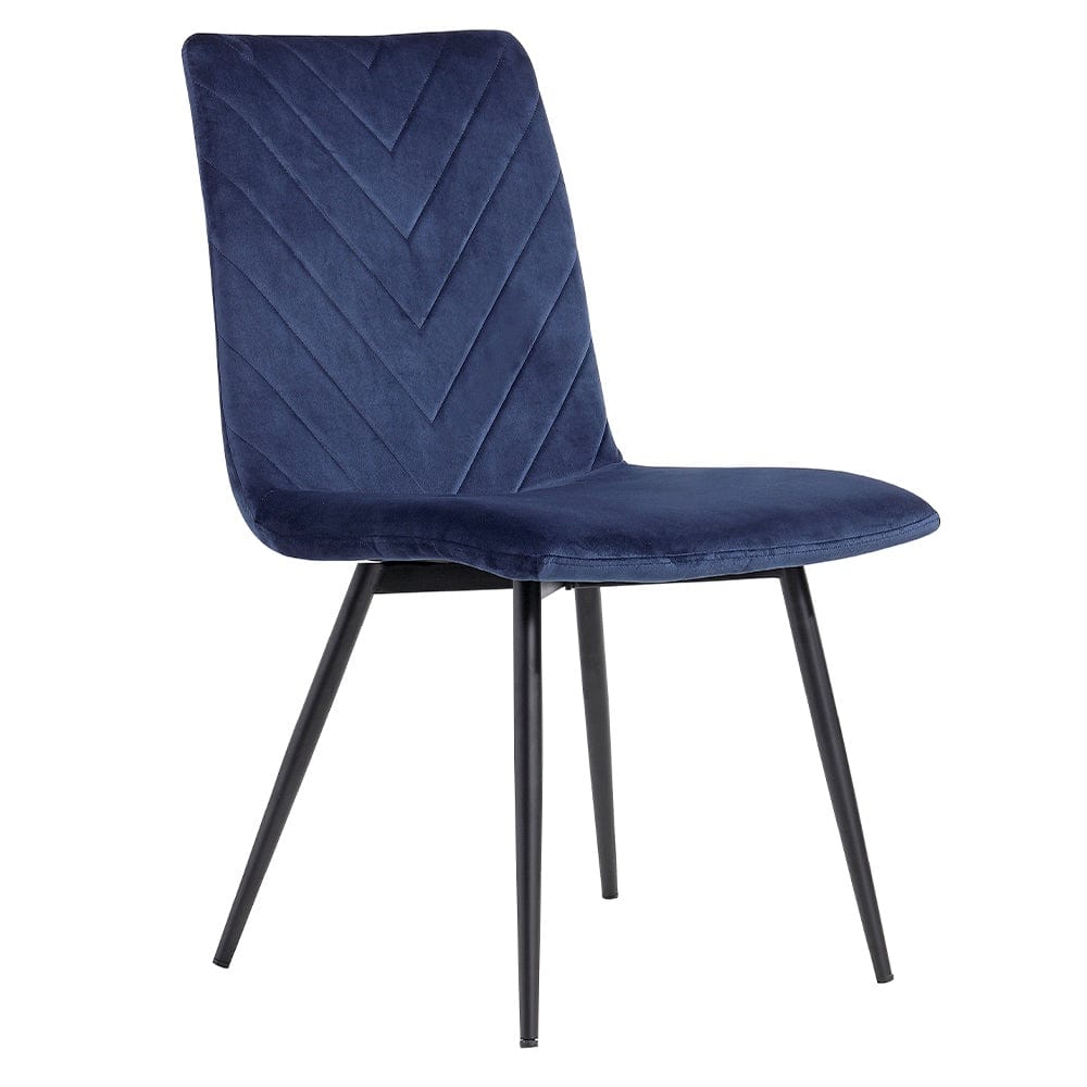 Retro Blue Velvet Dining Chair