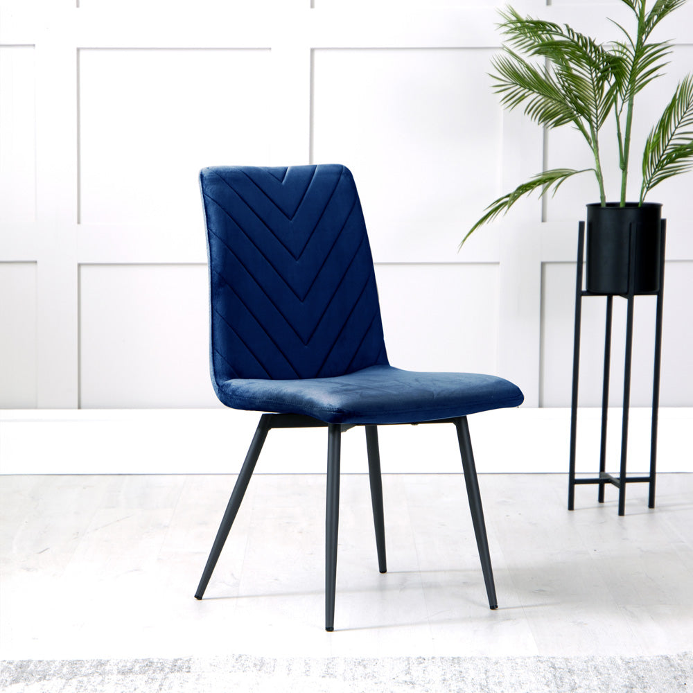 1.8m Oak Finish Table & 6 x CH66 Blue Chairs