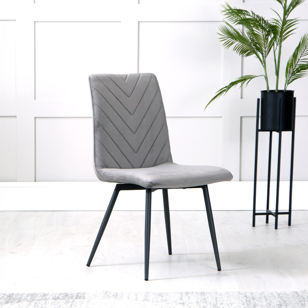 1.1m Concrete Round Table & 4 x CH66 Grey Chairs