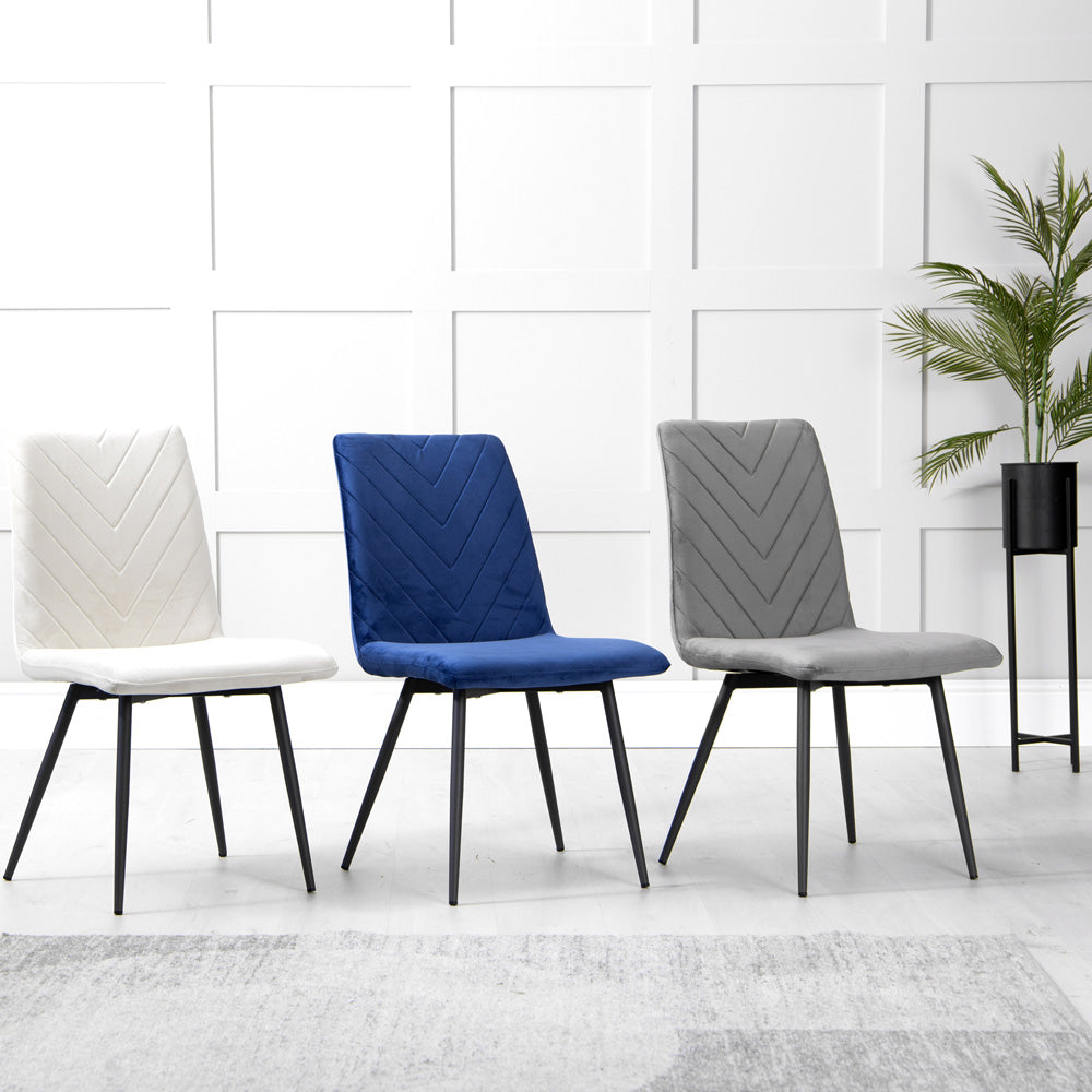1.2m Concrete Table & 4 x CH66 Blue Chairs
