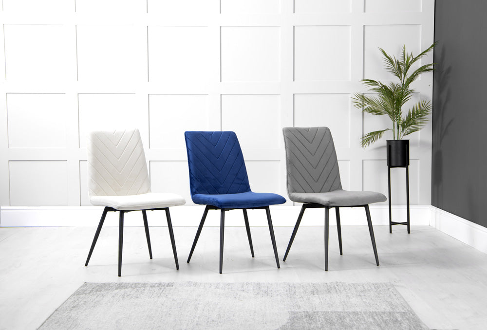 1.1m Concrete Round Table & 4 x CH66 Blue Chairs