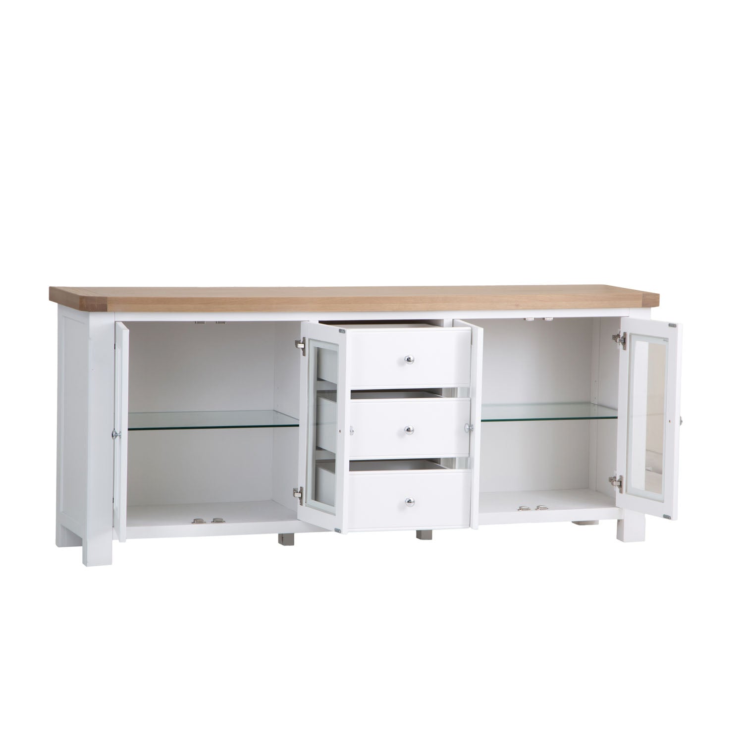 Dorset White Painted Oak 4 Door Extra Large Sideboard