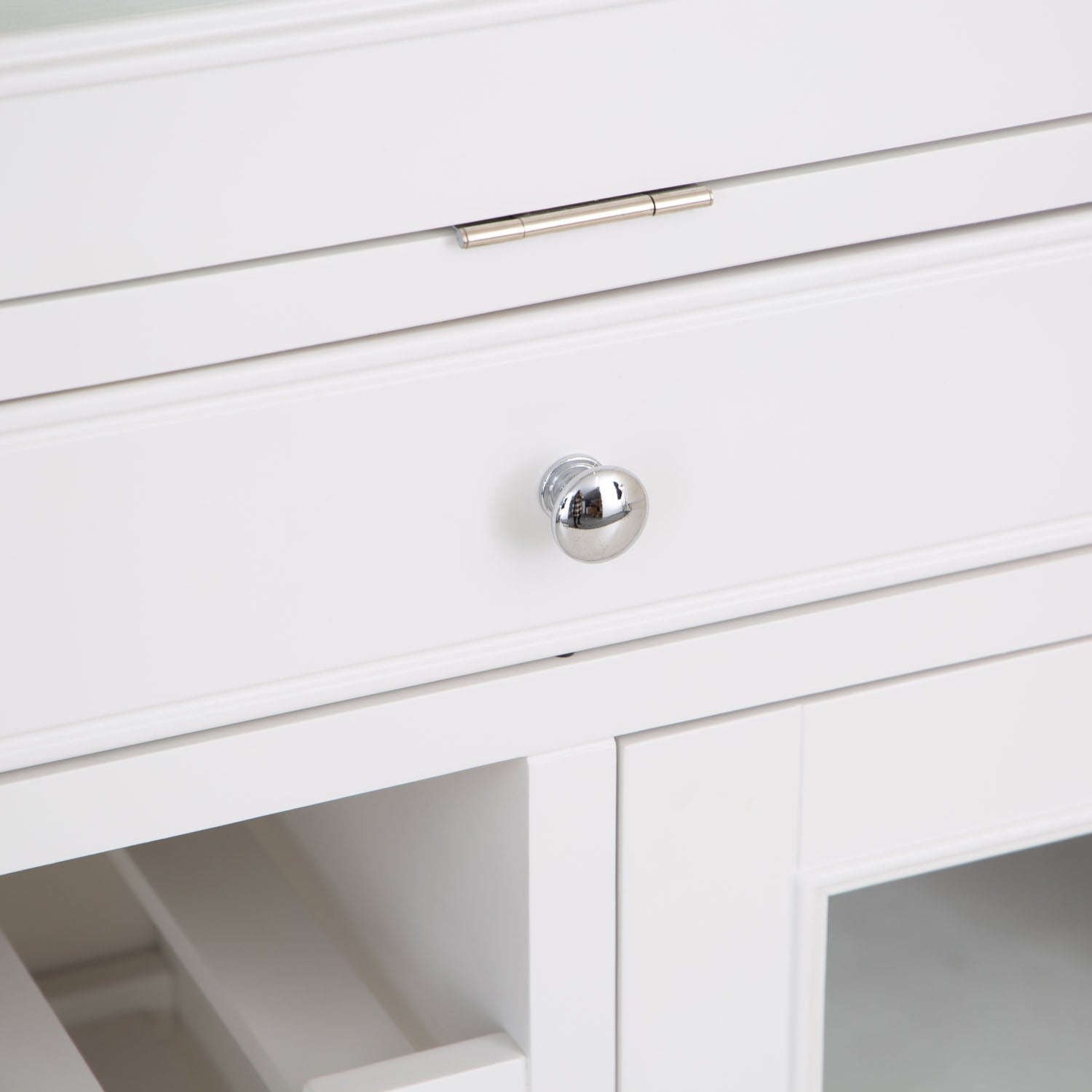 Dorset White Painted Oak Drinks Cabinet with Wine Rack