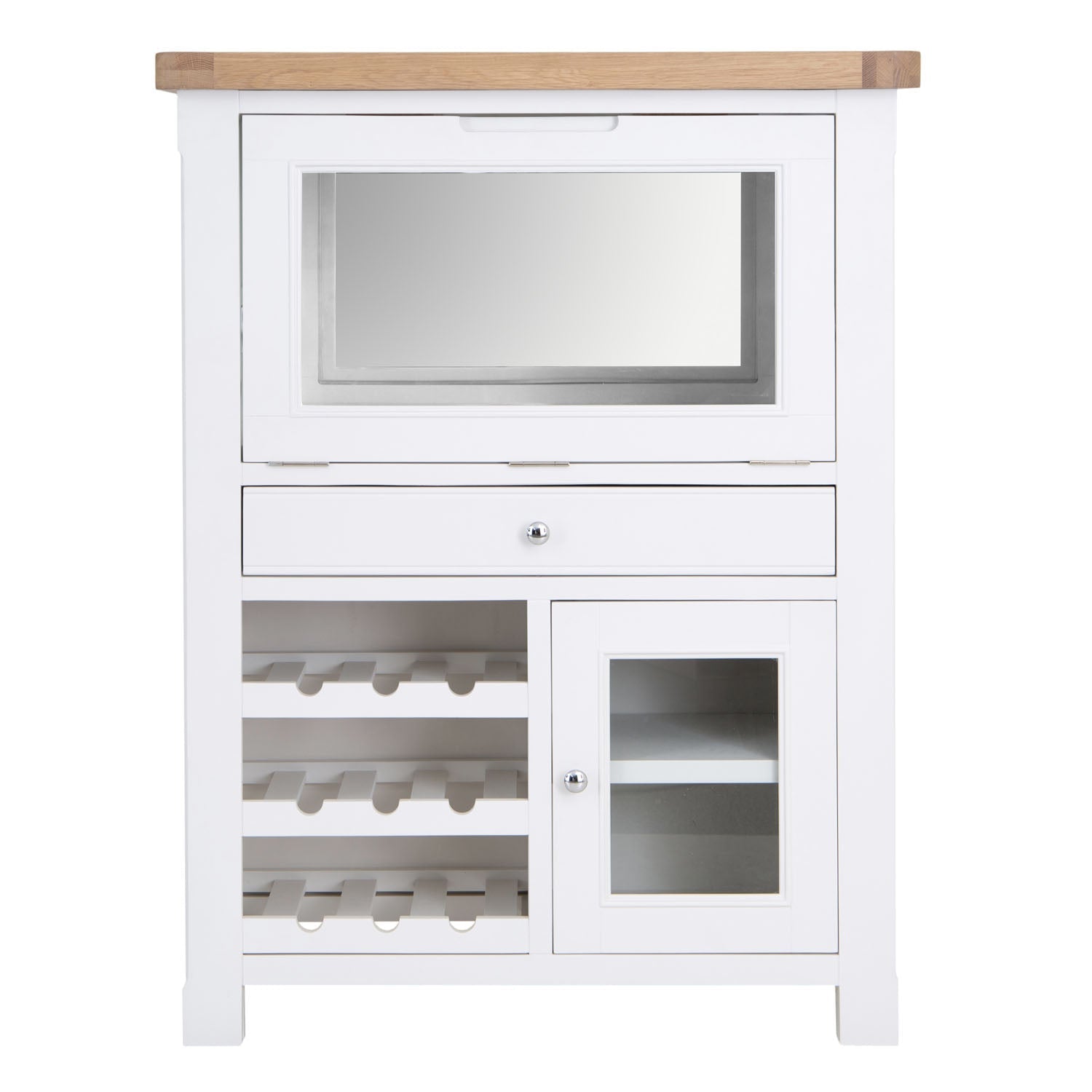 Dorset White Painted Oak Drinks Cabinet with Wine Rack
