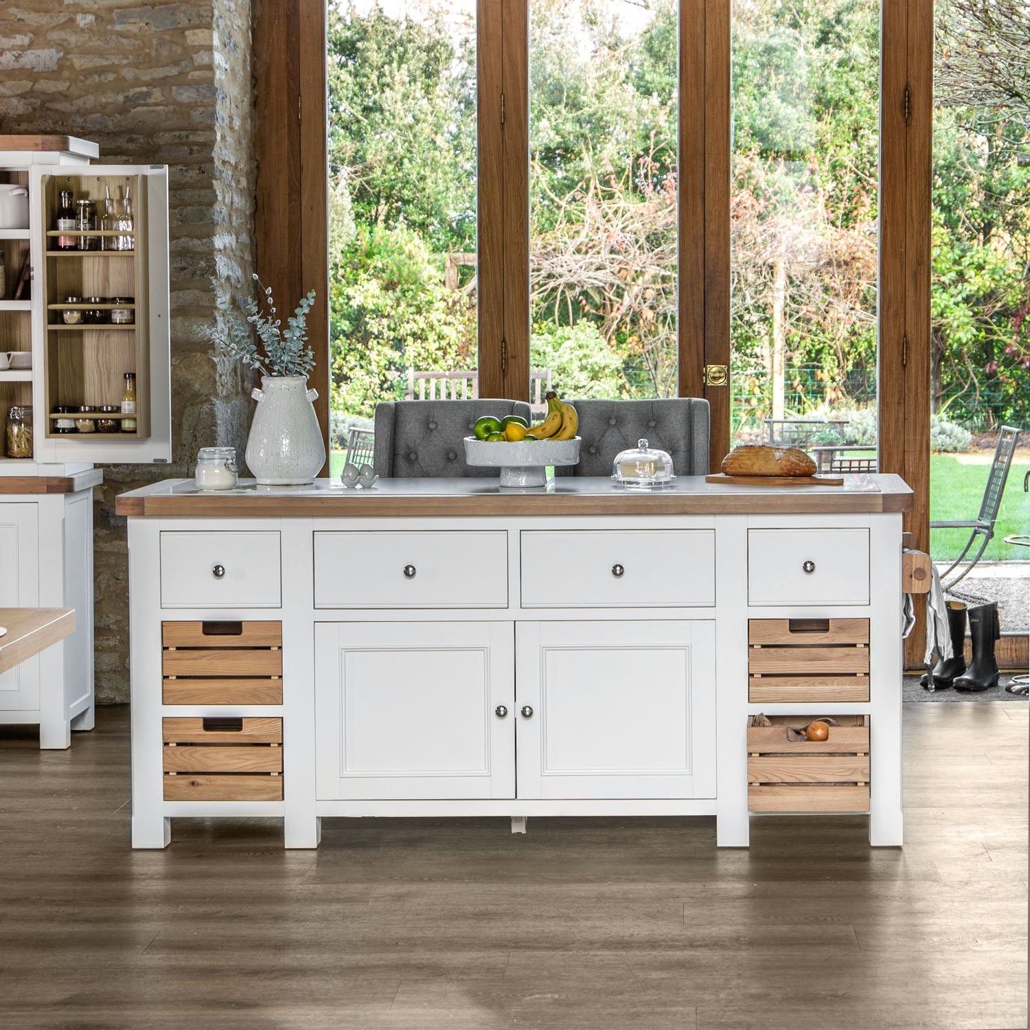 Dorset White Painted Oak Large Kitchen Island
